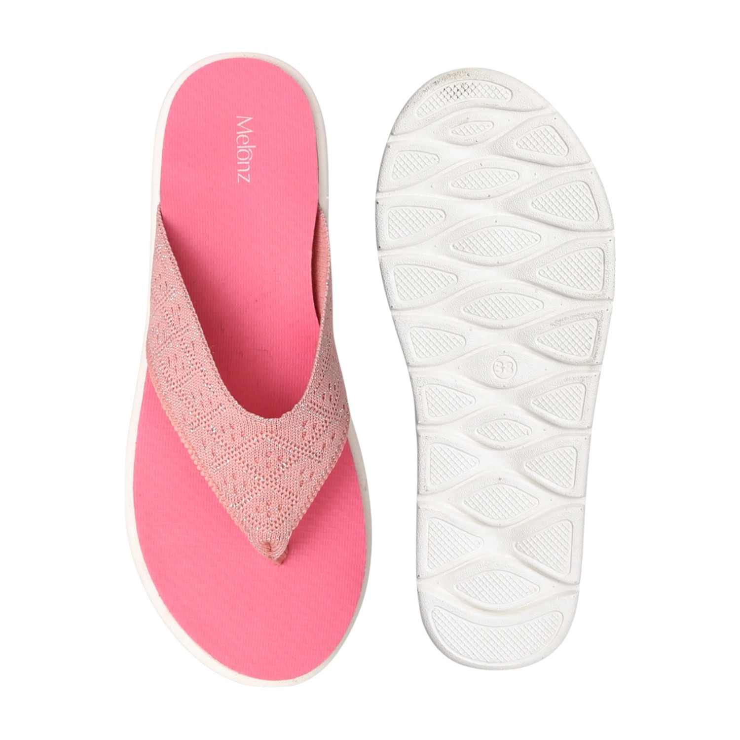 Women Peach Knit Comfort Thongs