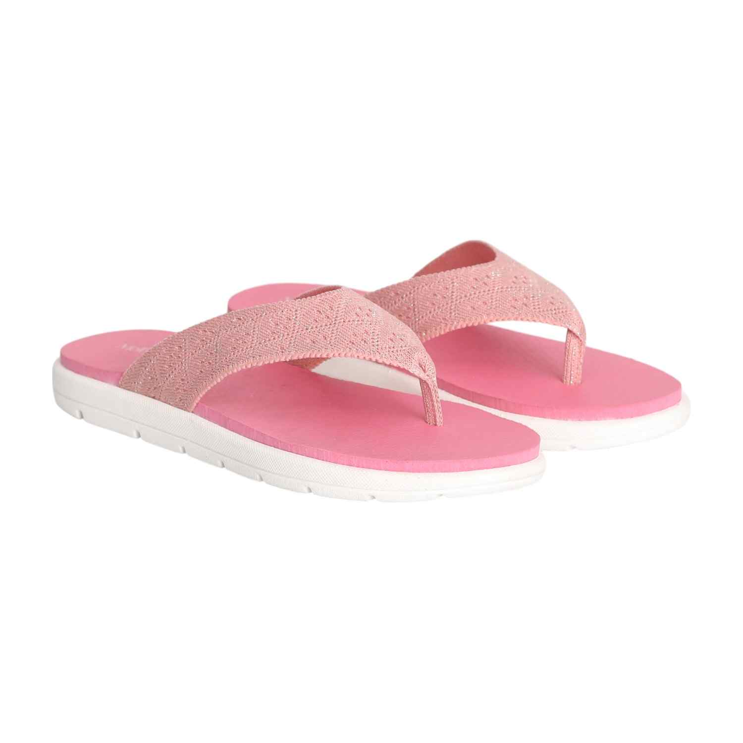 Women Peach Knit Comfort Thongs