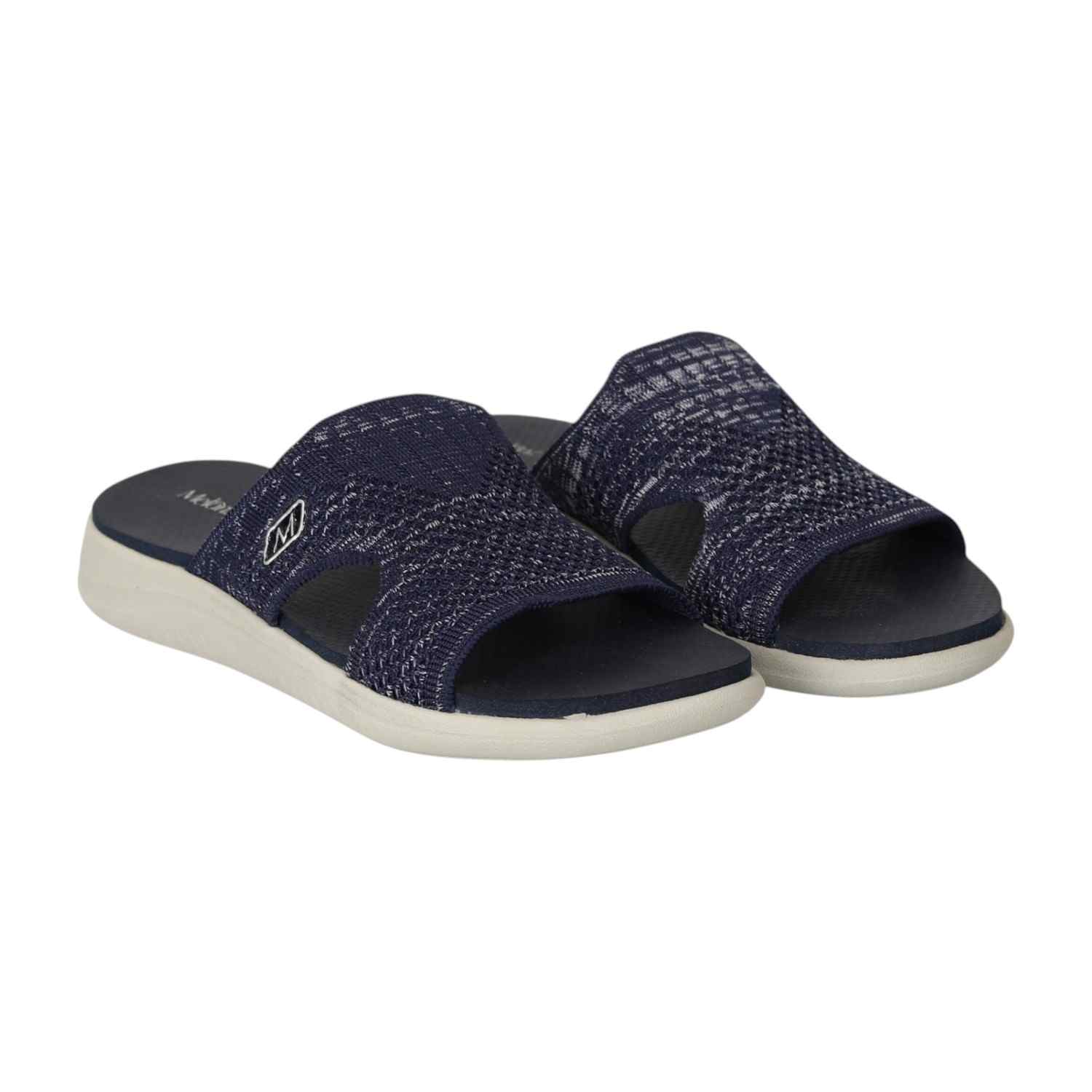 Women Blue Knit Comfort Slide-Ons