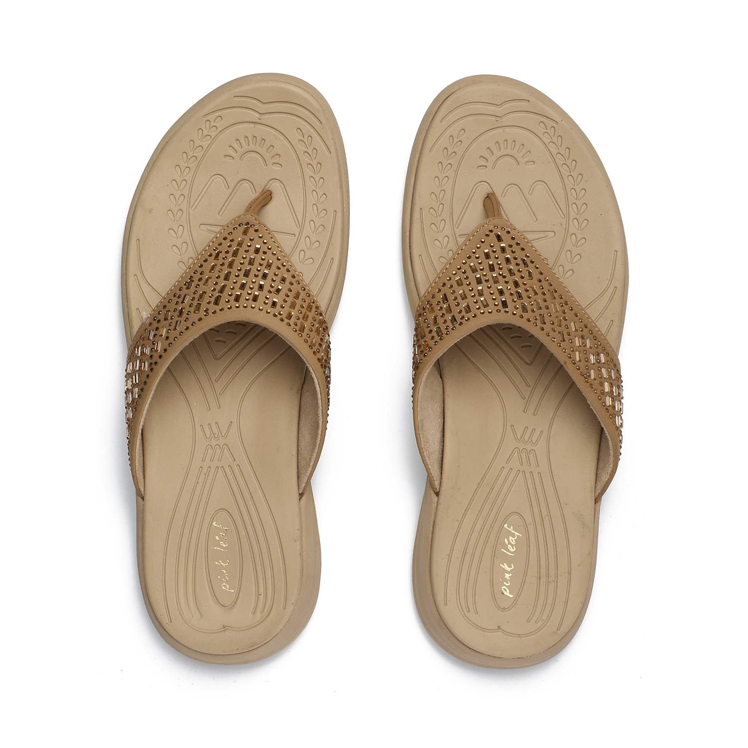 Embellished Tan Coloured Flats for Women