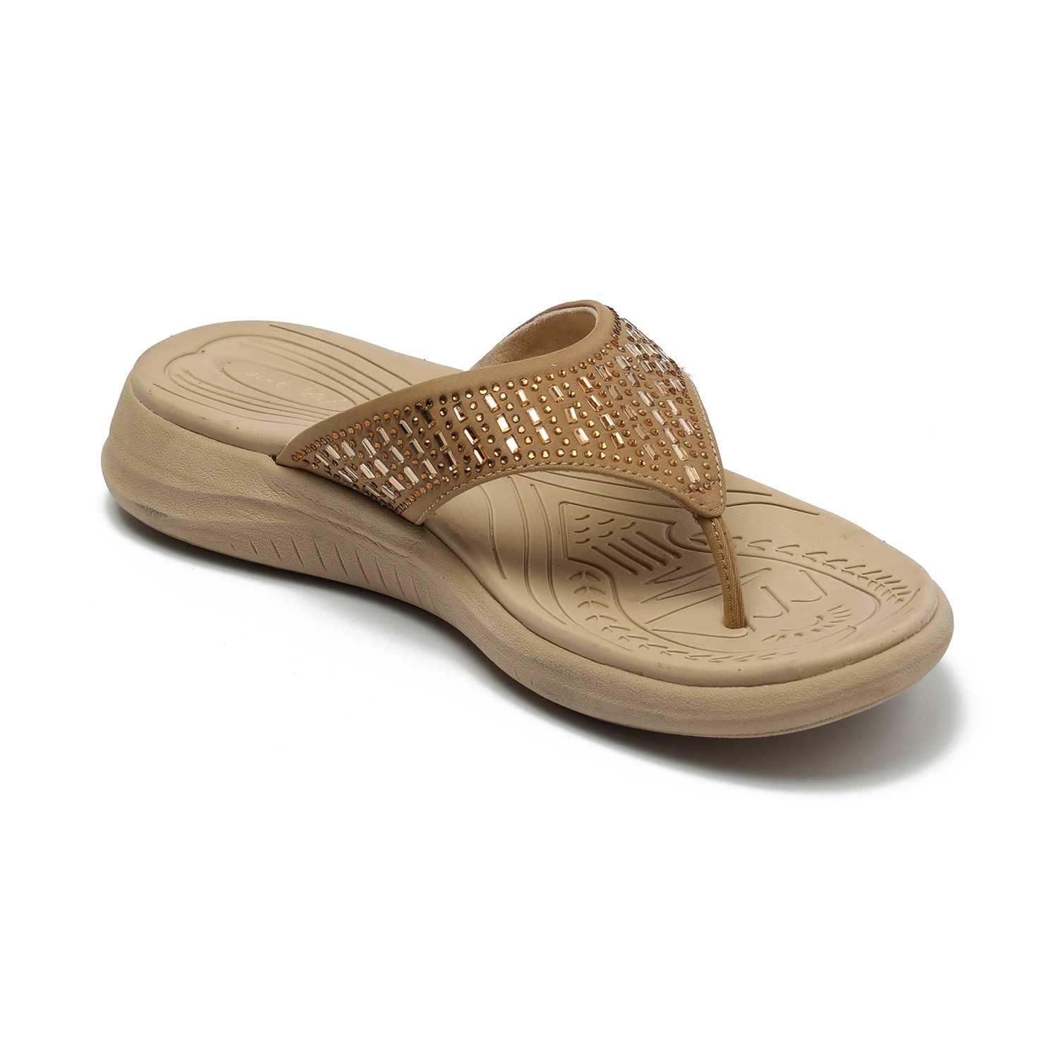 Embellished Tan Coloured Flats for Women