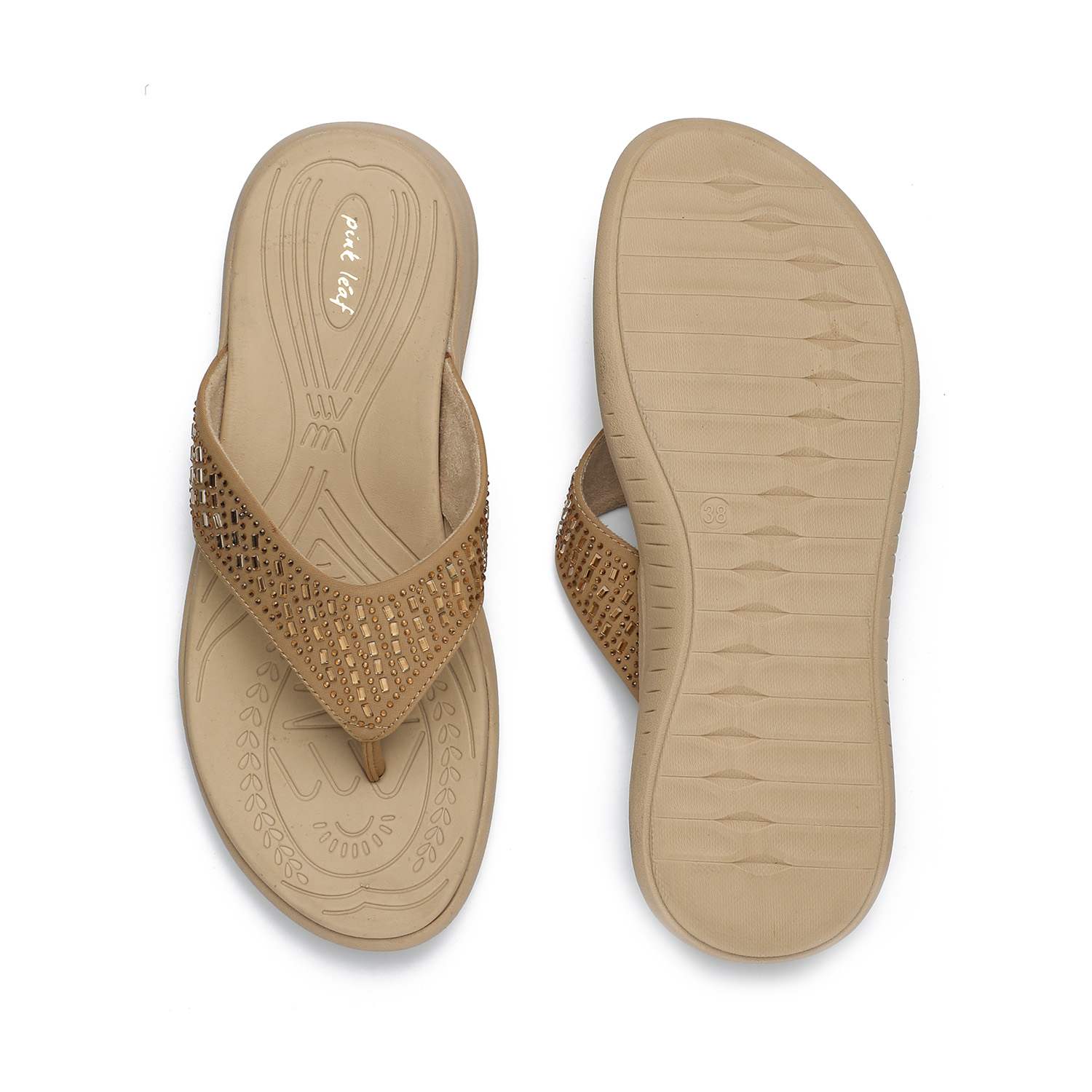 Embellished Tan Coloured Flats for Women