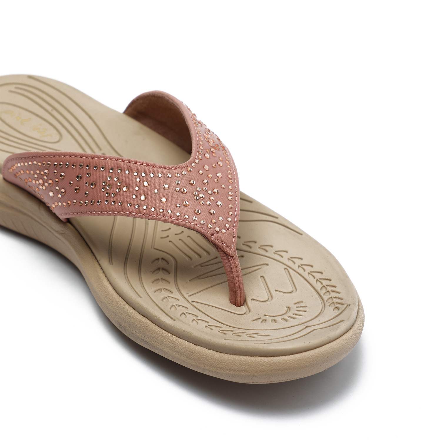 Embellished Peach Coloured Flats for Women