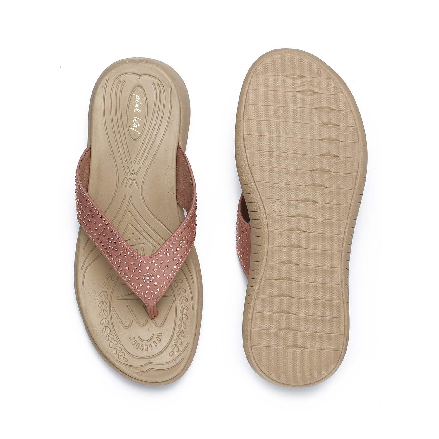 Embellished Peach Coloured Flats for Women