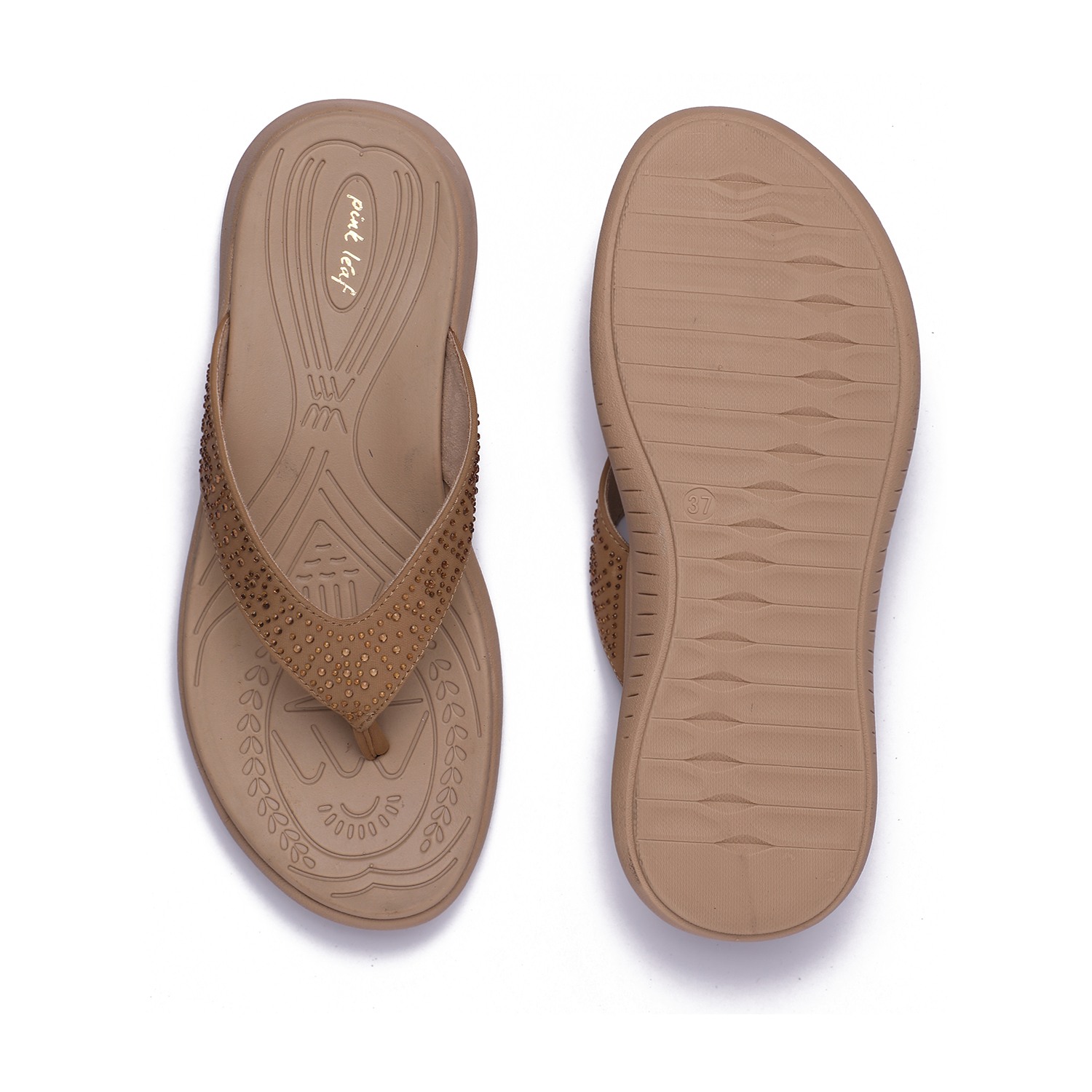 Embellished Tan Coloured Flats for Women