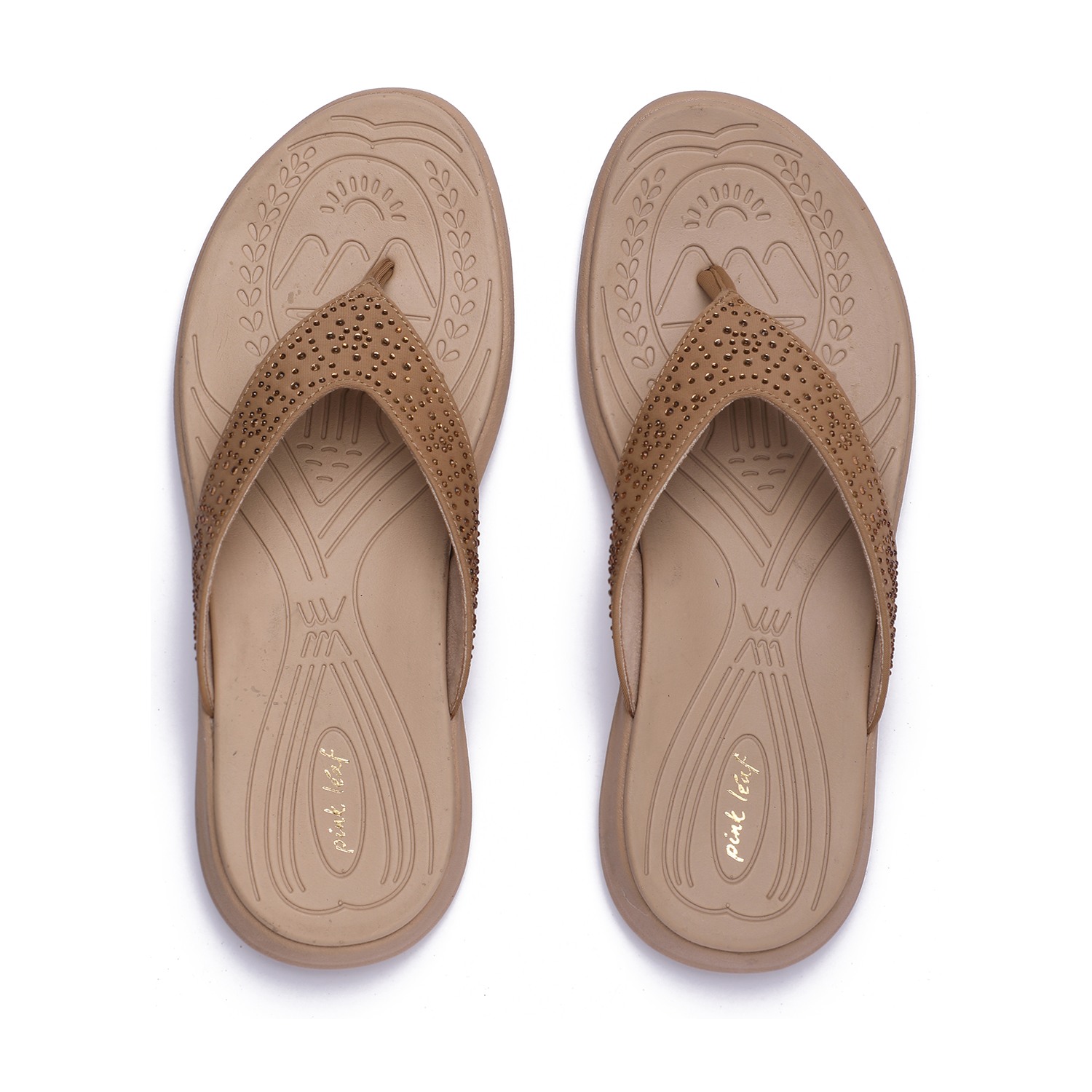 Embellished Tan Coloured Flats for Women