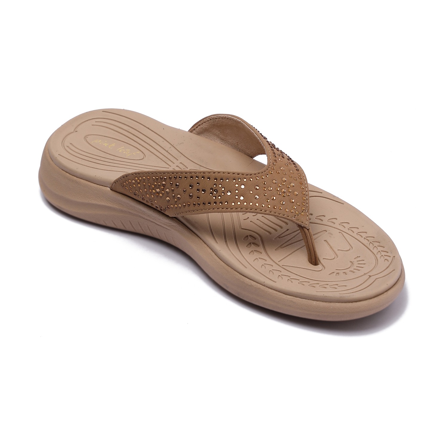 Embellished Tan Coloured Flats for Women