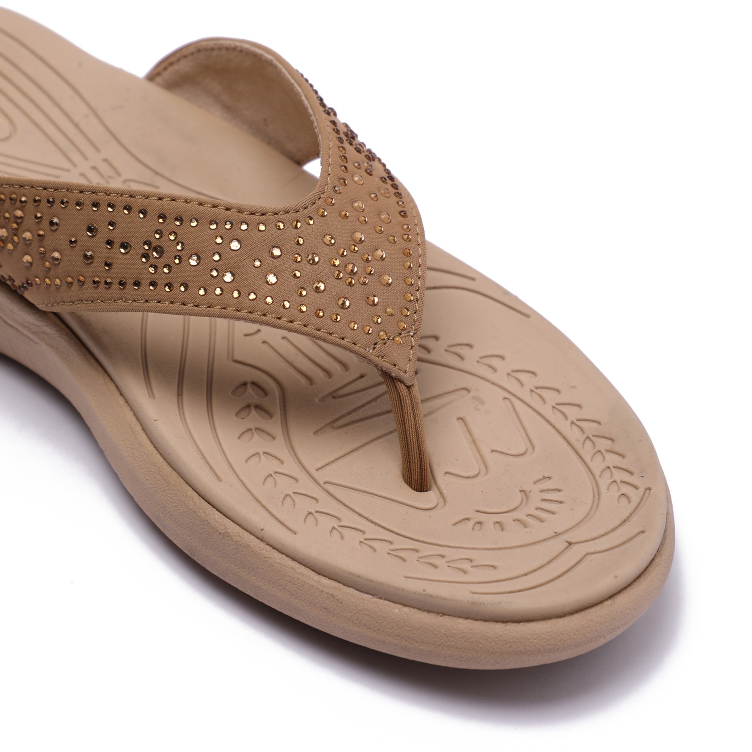 Embellished Tan Coloured Flats for Women