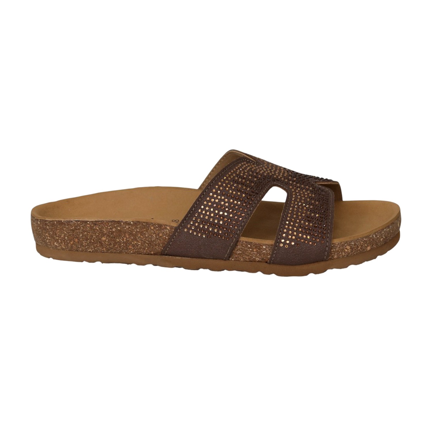 Women Brown Studded Comfort Slides