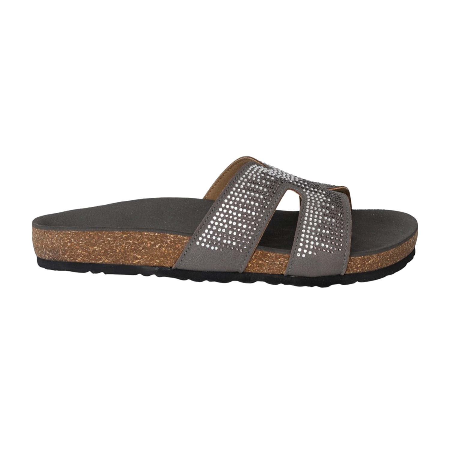 Women Grey Studded Comfort Slides