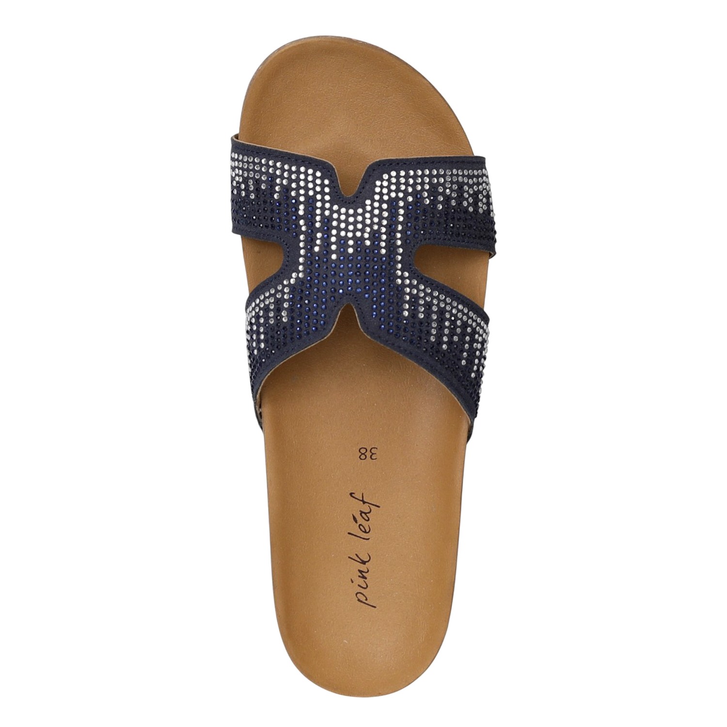 Women Navy Blue Studded Comfort Slides
