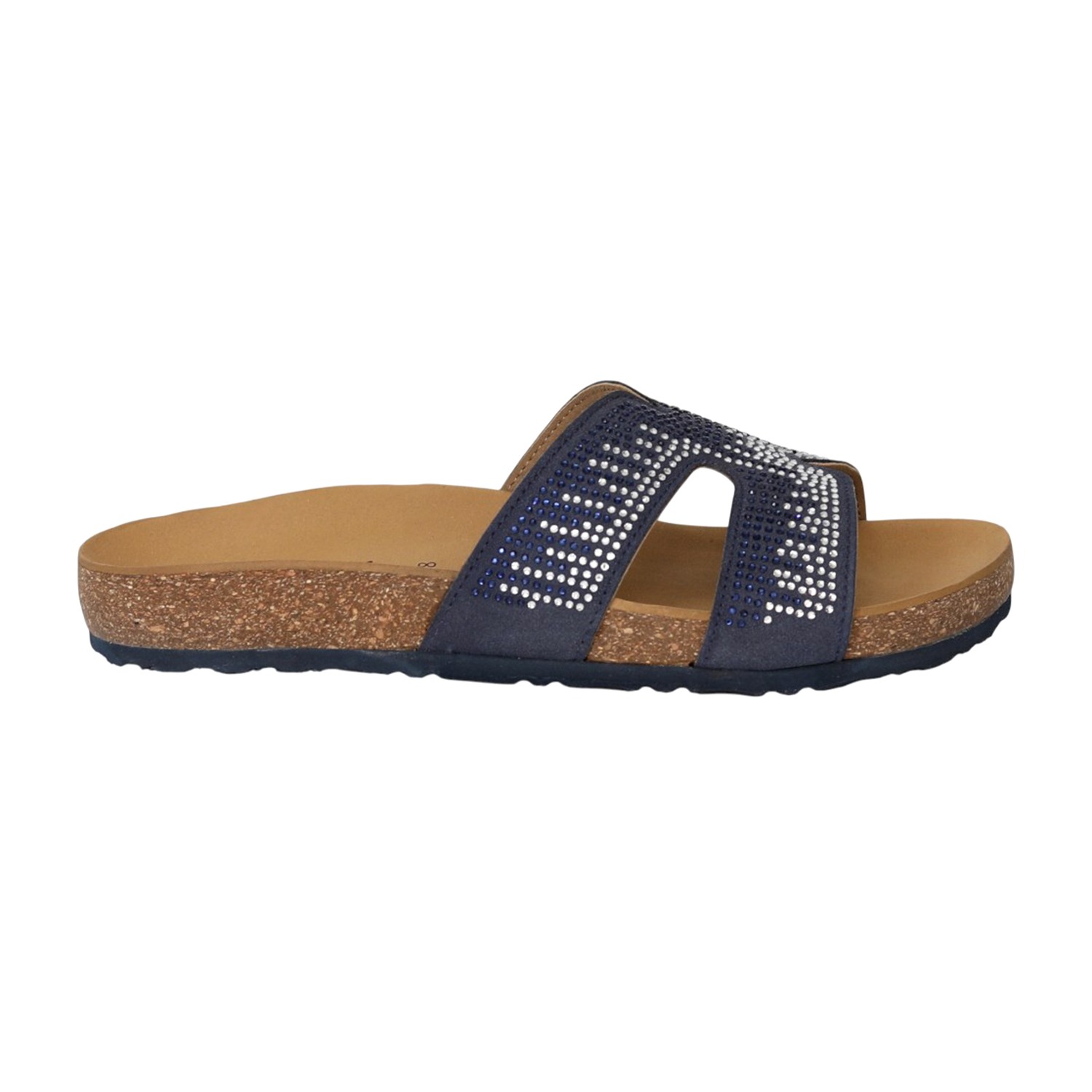 Women Navy Blue Studded Comfort Slides