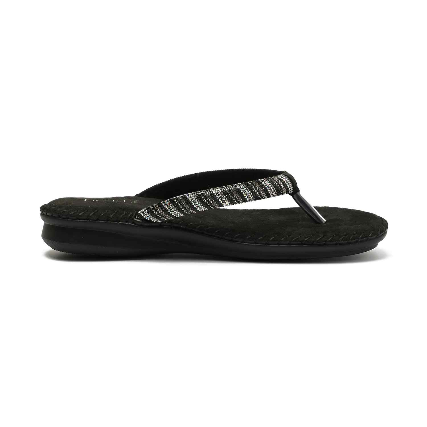 Black Embellished Casual Flats for Women