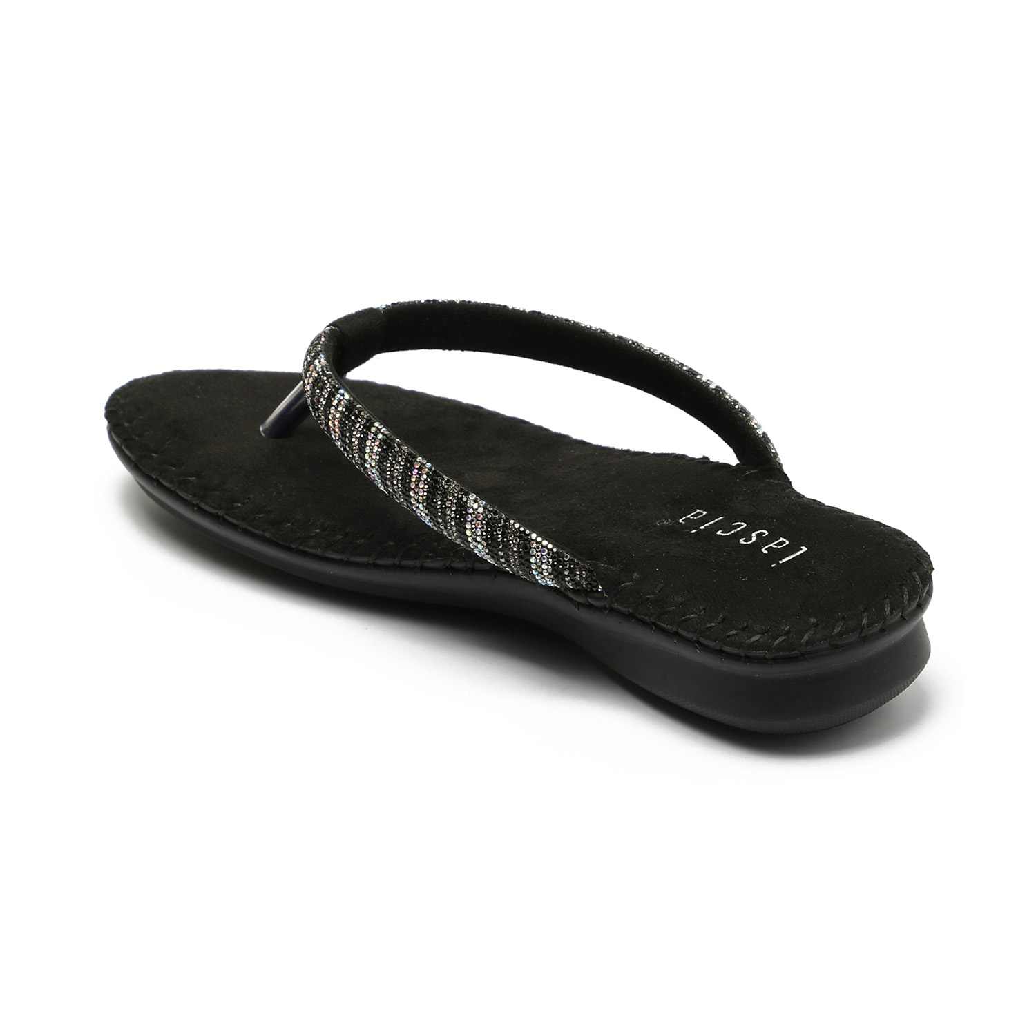 Black Embellished Casual Flats for Women