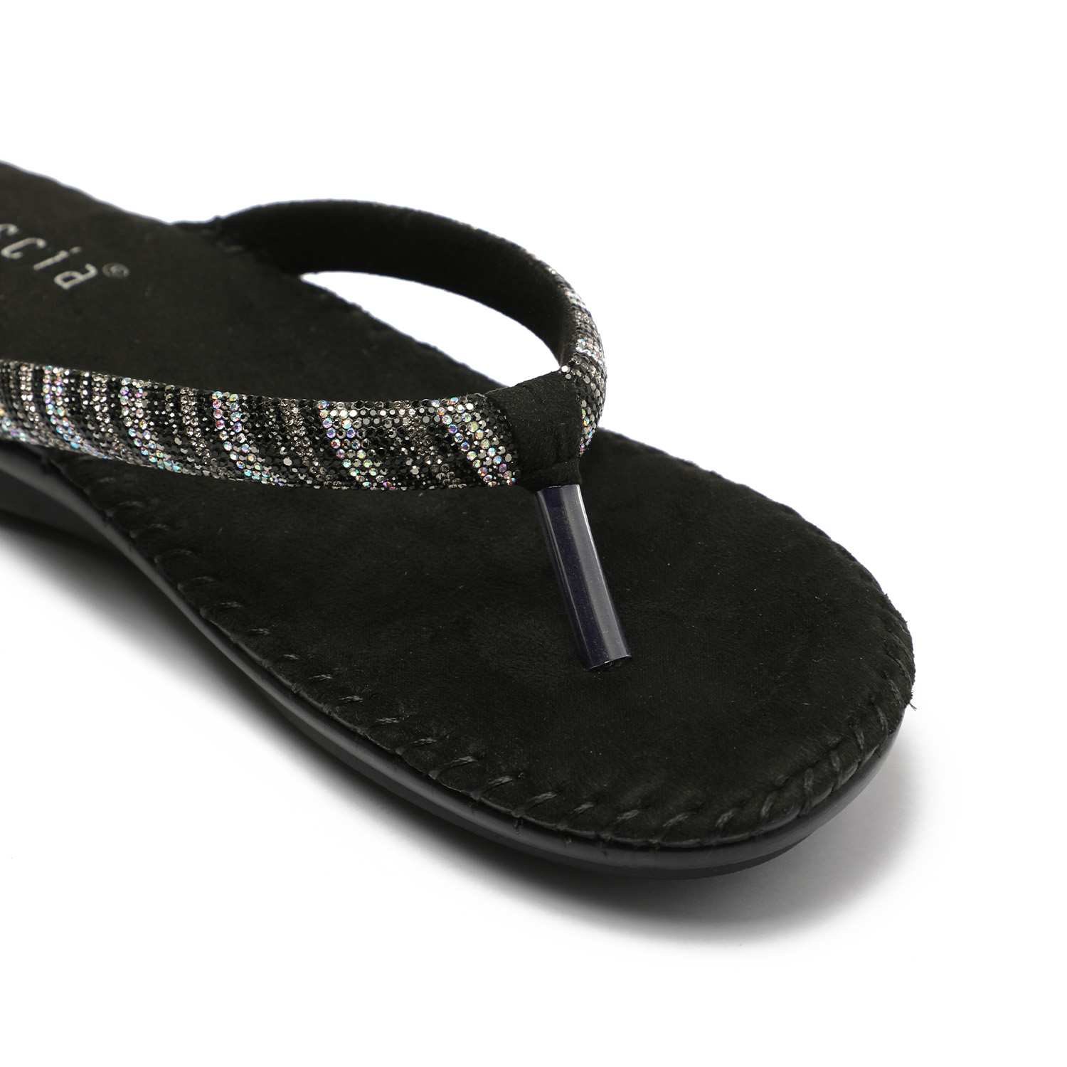 Black Embellished Casual Flats for Women