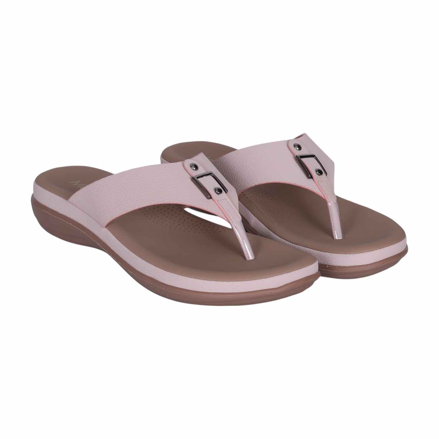Women's Peach Buckle-Accent Thong Sandals