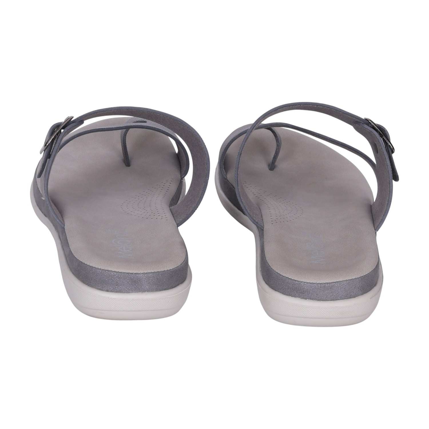 Women's Grey Adjustable Strap Toe-Ring Comfort Sandals