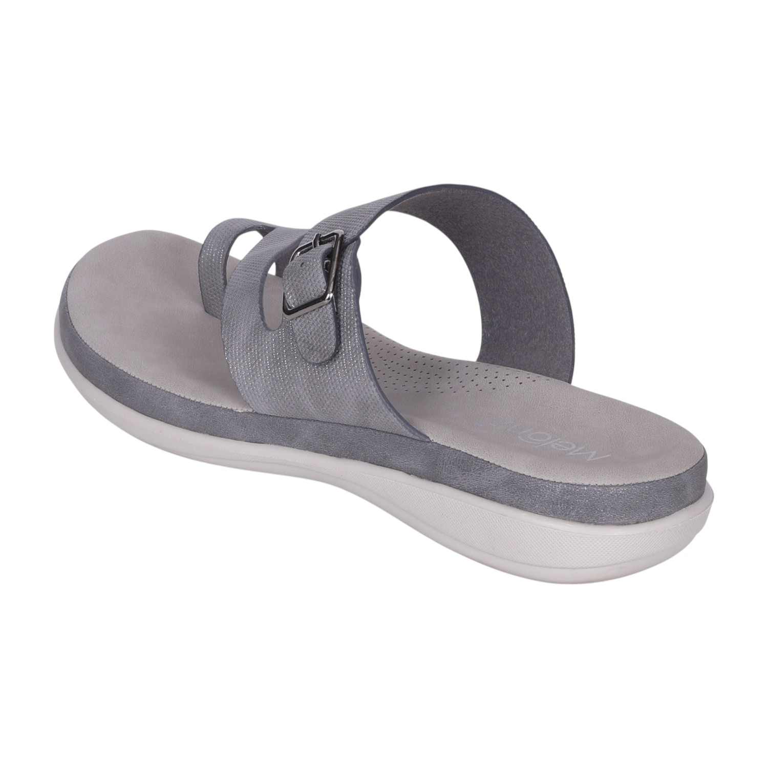 Women's Grey Adjustable Strap Toe-Ring Comfort Sandals