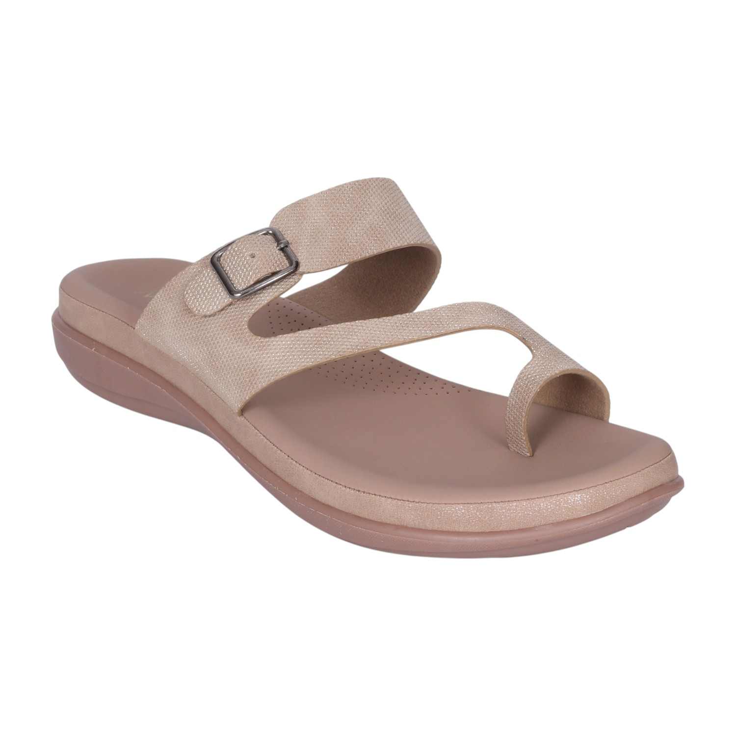 Women's Khaki Adjustable Strap Toe-Ring Comfort Sandals