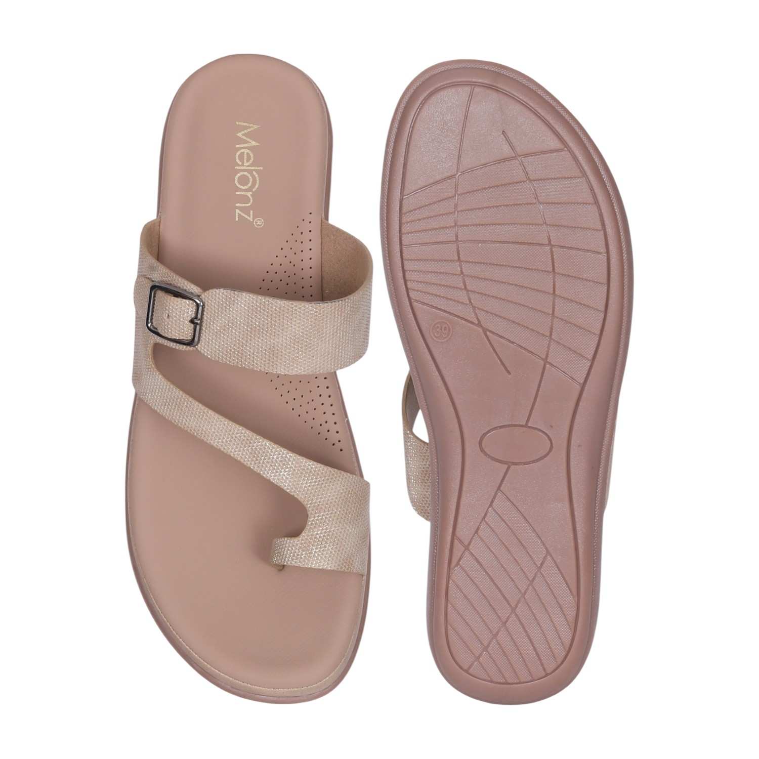 Women's Khaki Adjustable Strap Toe-Ring Comfort Sandals