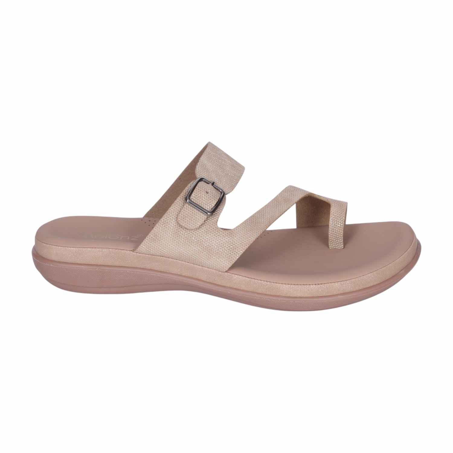 Women's Khaki Adjustable Strap Toe-Ring Comfort Sandals