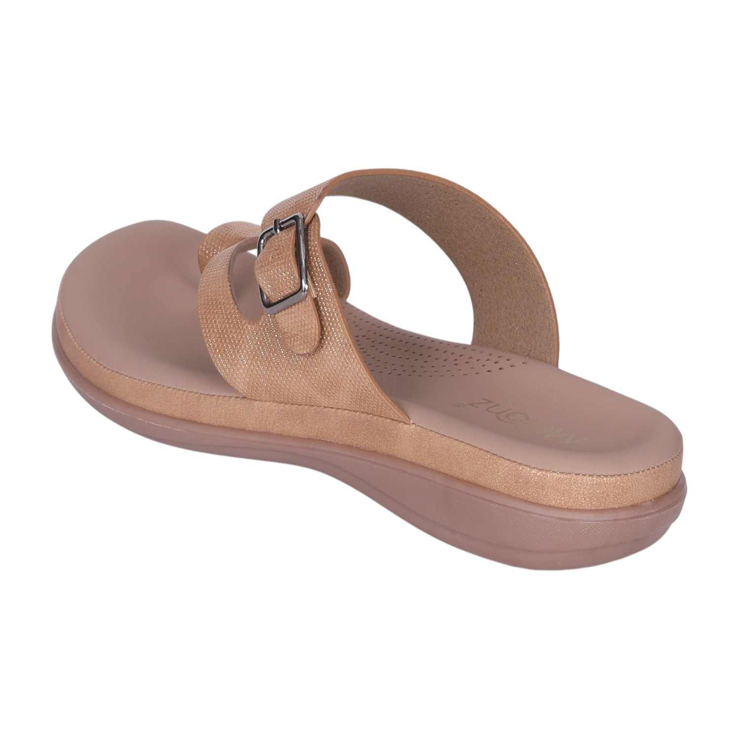 Women's Tan Adjustable Strap Toe-Ring Comfort Sandals