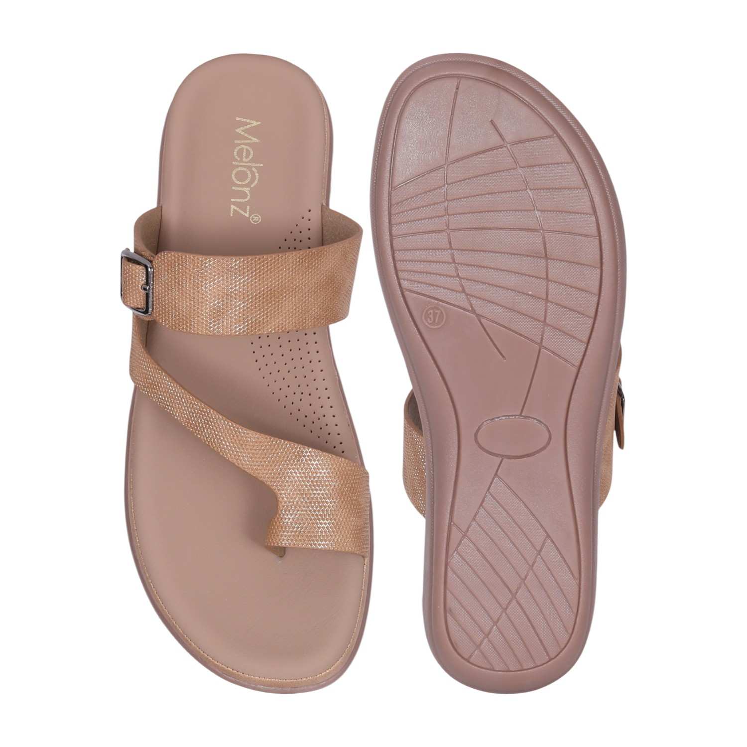 Women's Tan Adjustable Strap Toe-Ring Comfort Sandals