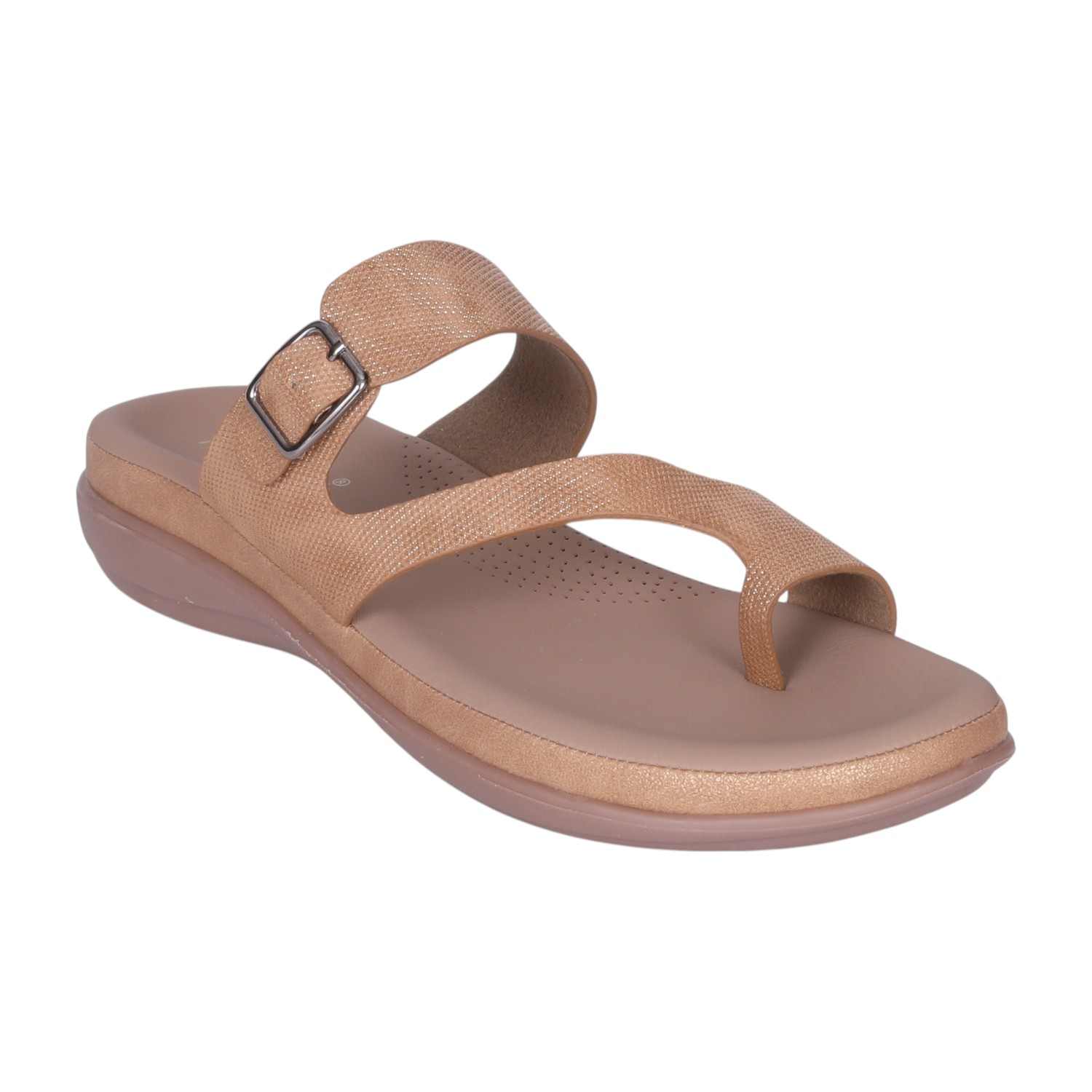 Women's Tan Adjustable Strap Toe-Ring Comfort Sandals