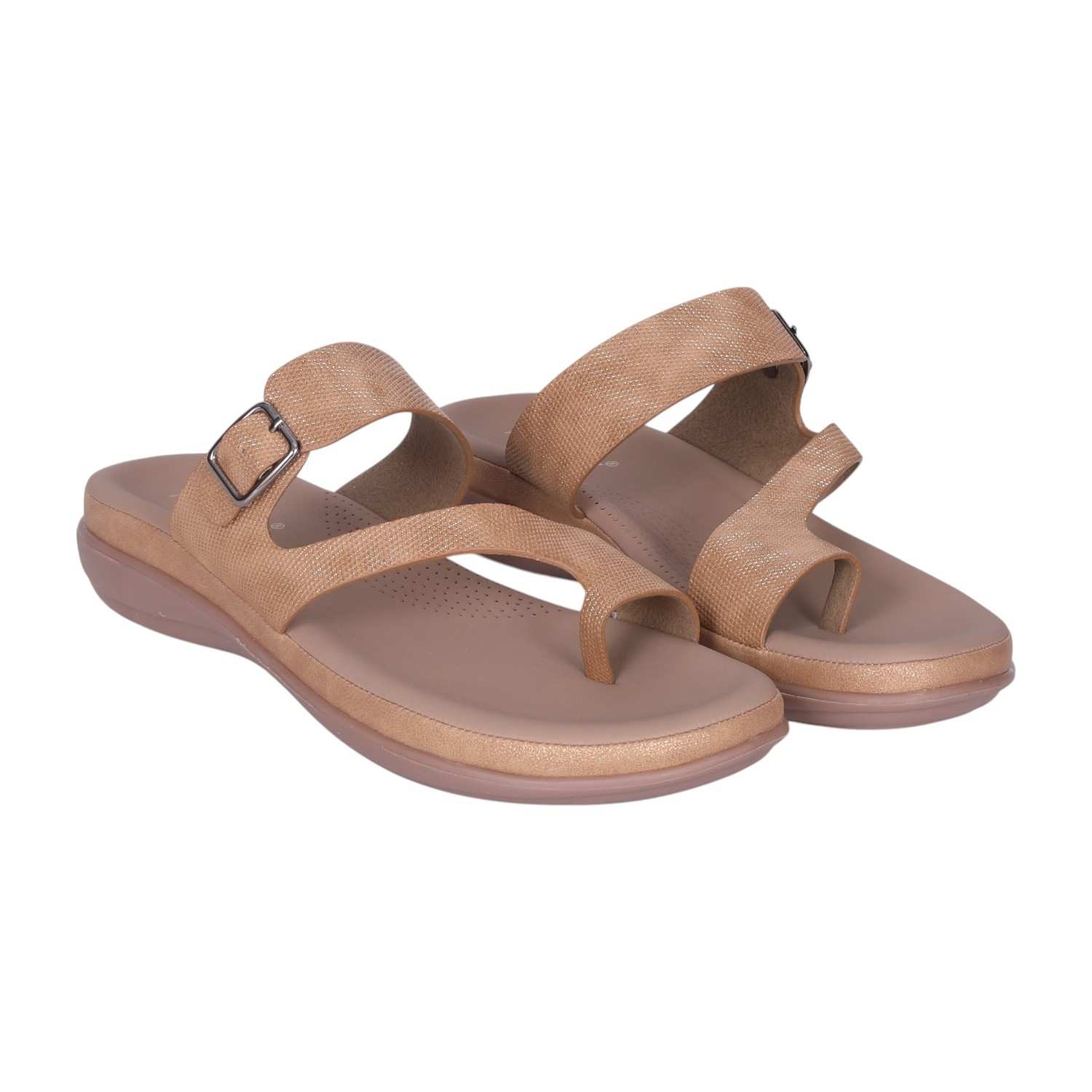 Women's Tan Adjustable Strap Toe-Ring Comfort Sandals