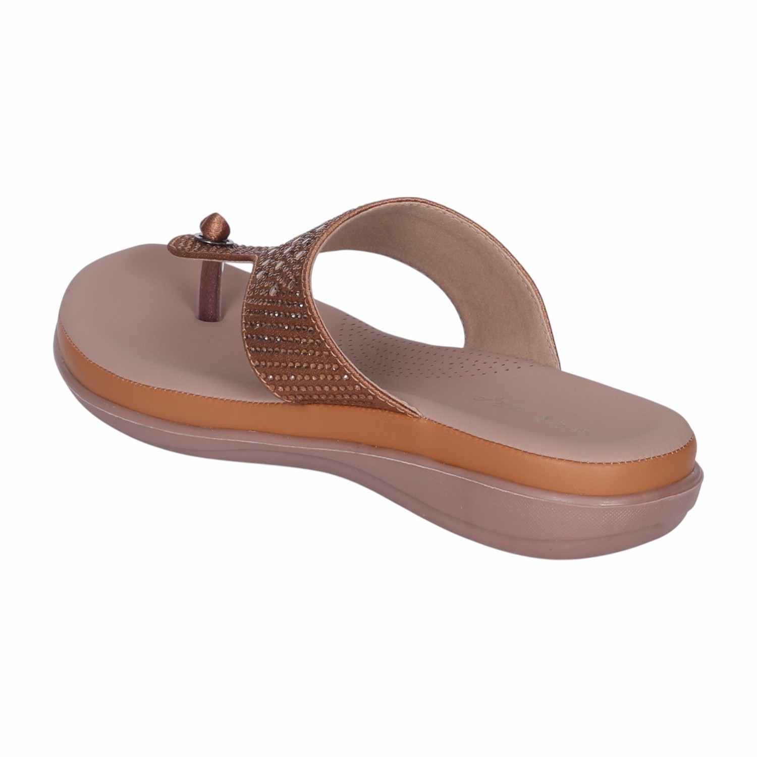 Women's Antique Bronze Rhinestone Thong Sandals with Wedge Heel