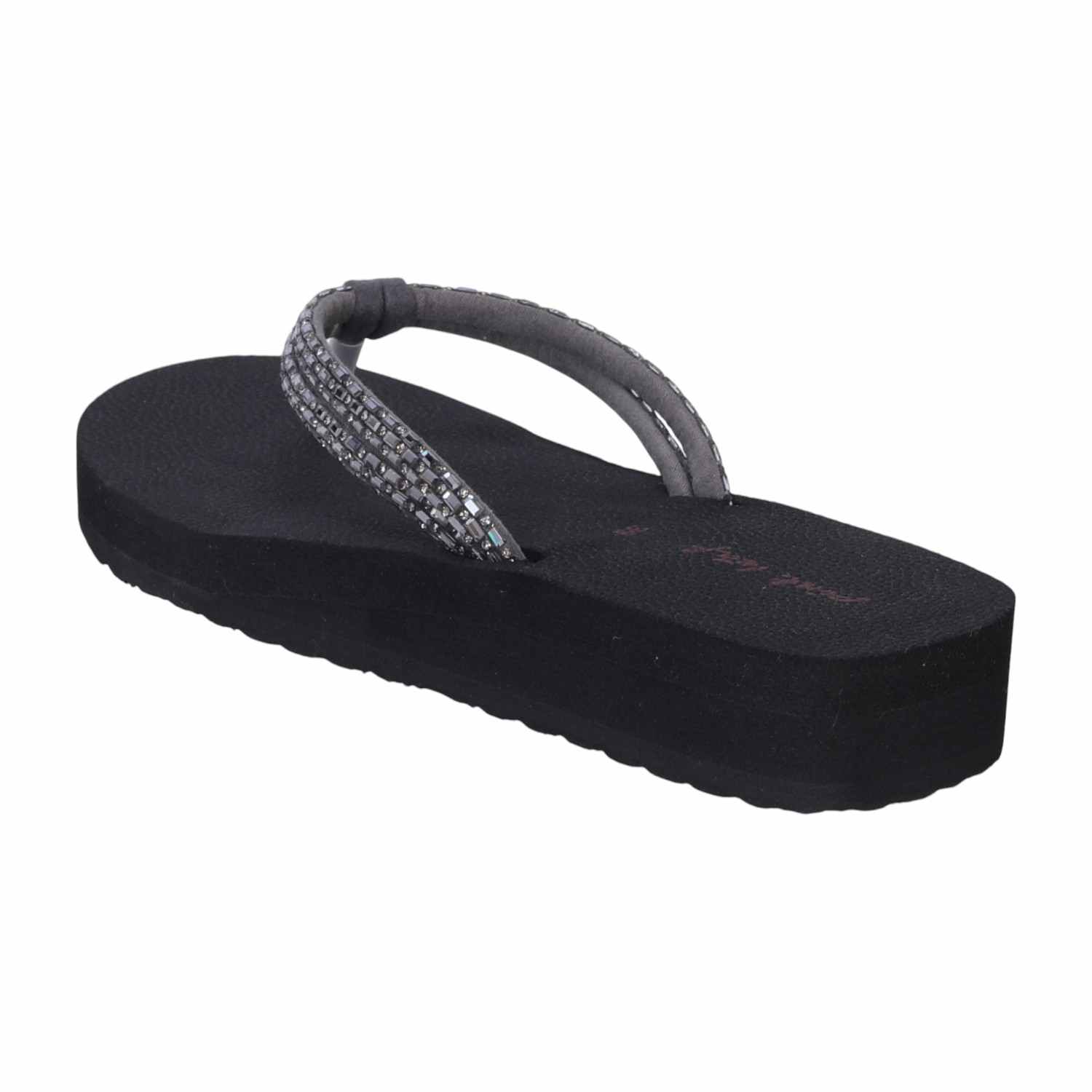 Gunmetal Coloured Embellished Thongs for Women