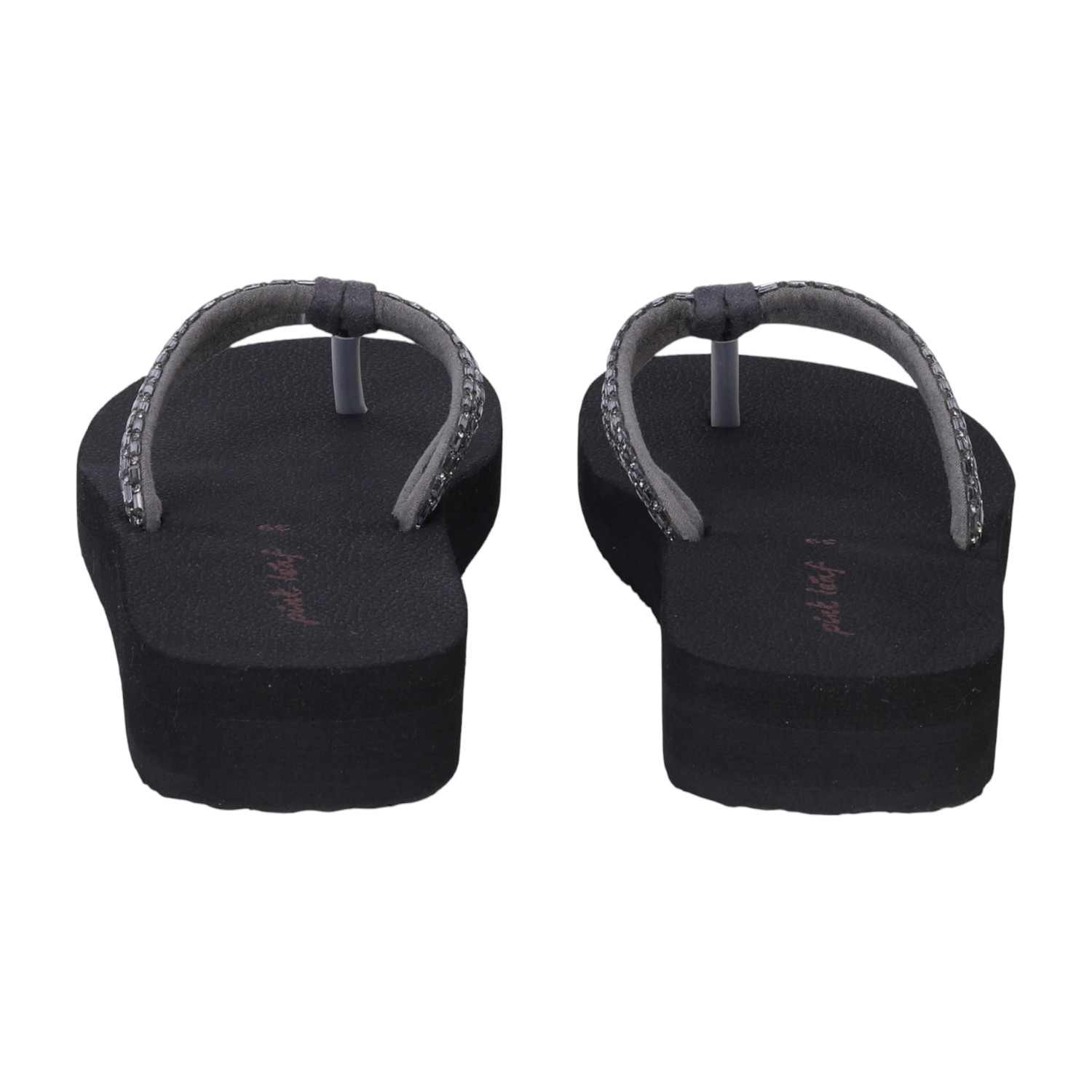 Gunmetal Coloured Embellished Thongs for Women
