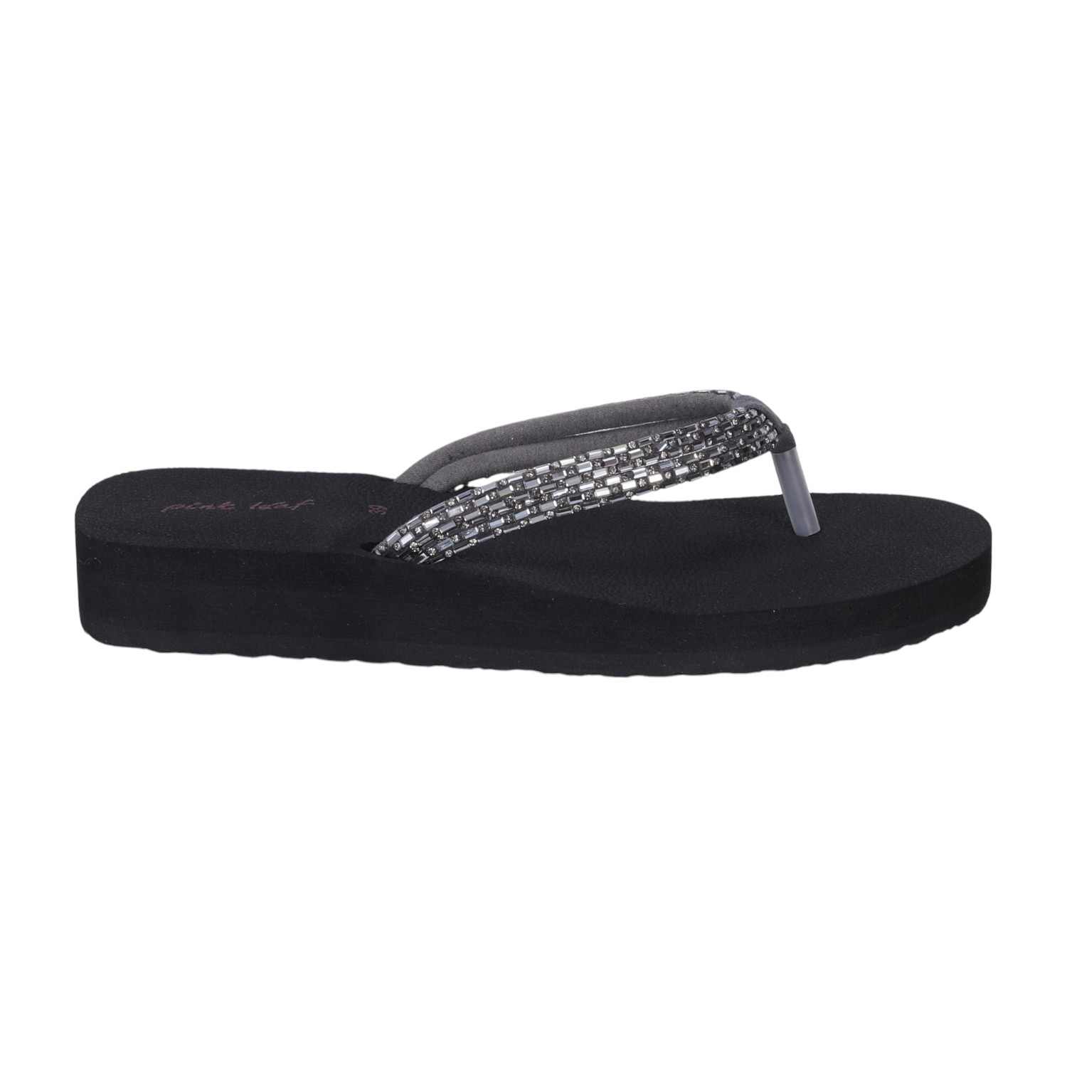 Gunmetal Coloured Embellished Thongs for Women