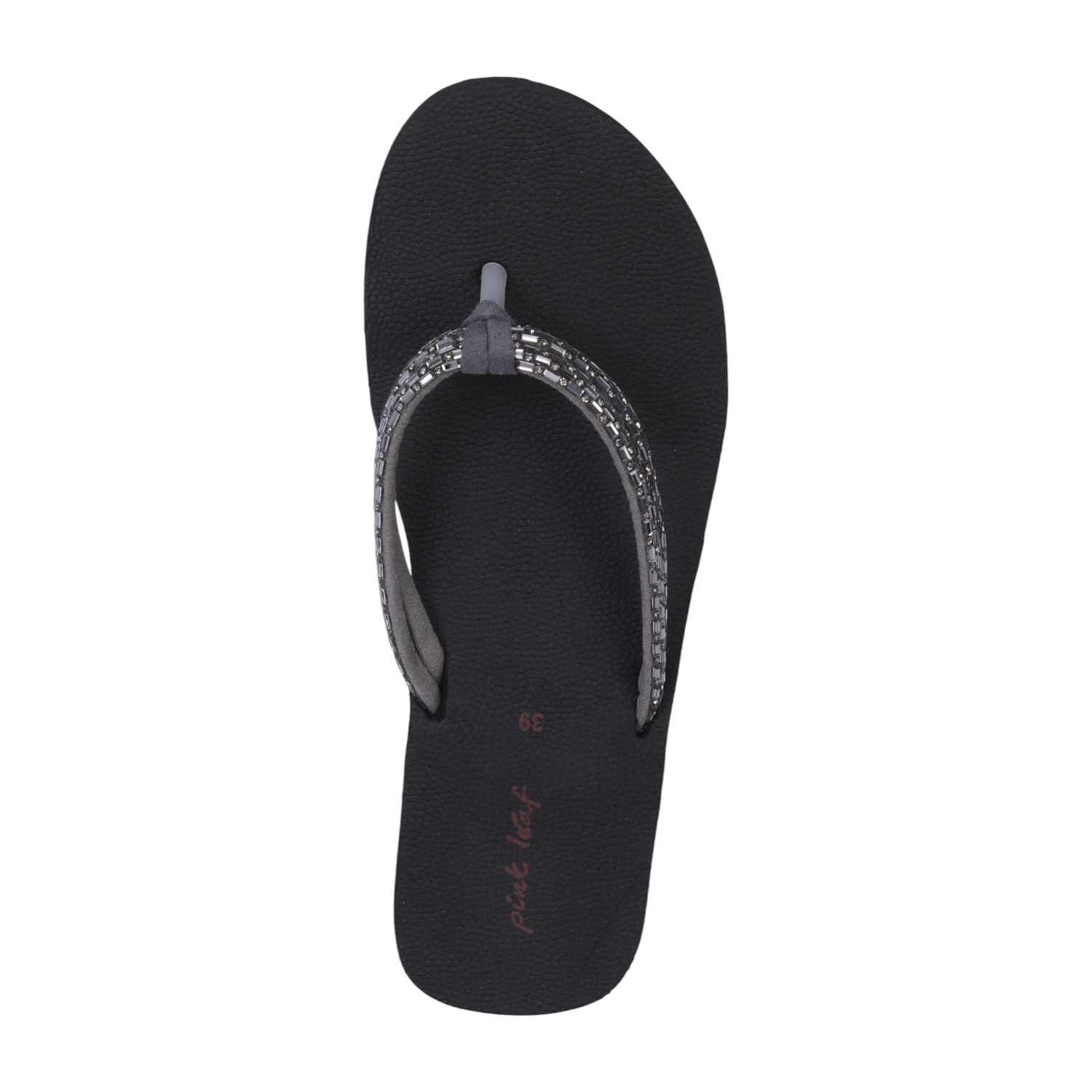 Gunmetal Coloured Embellished Thongs for Women
