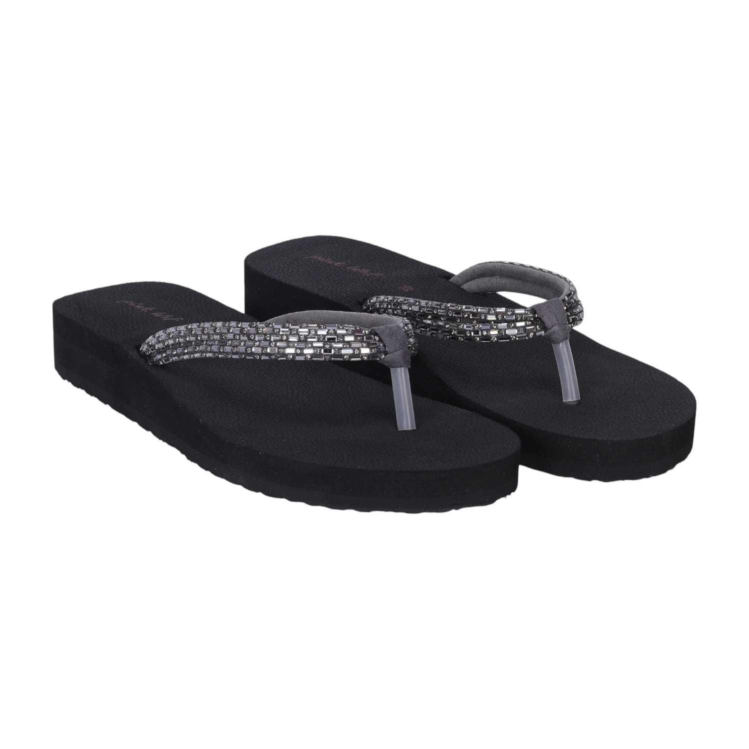Gunmetal Coloured Embellished Thongs for Women