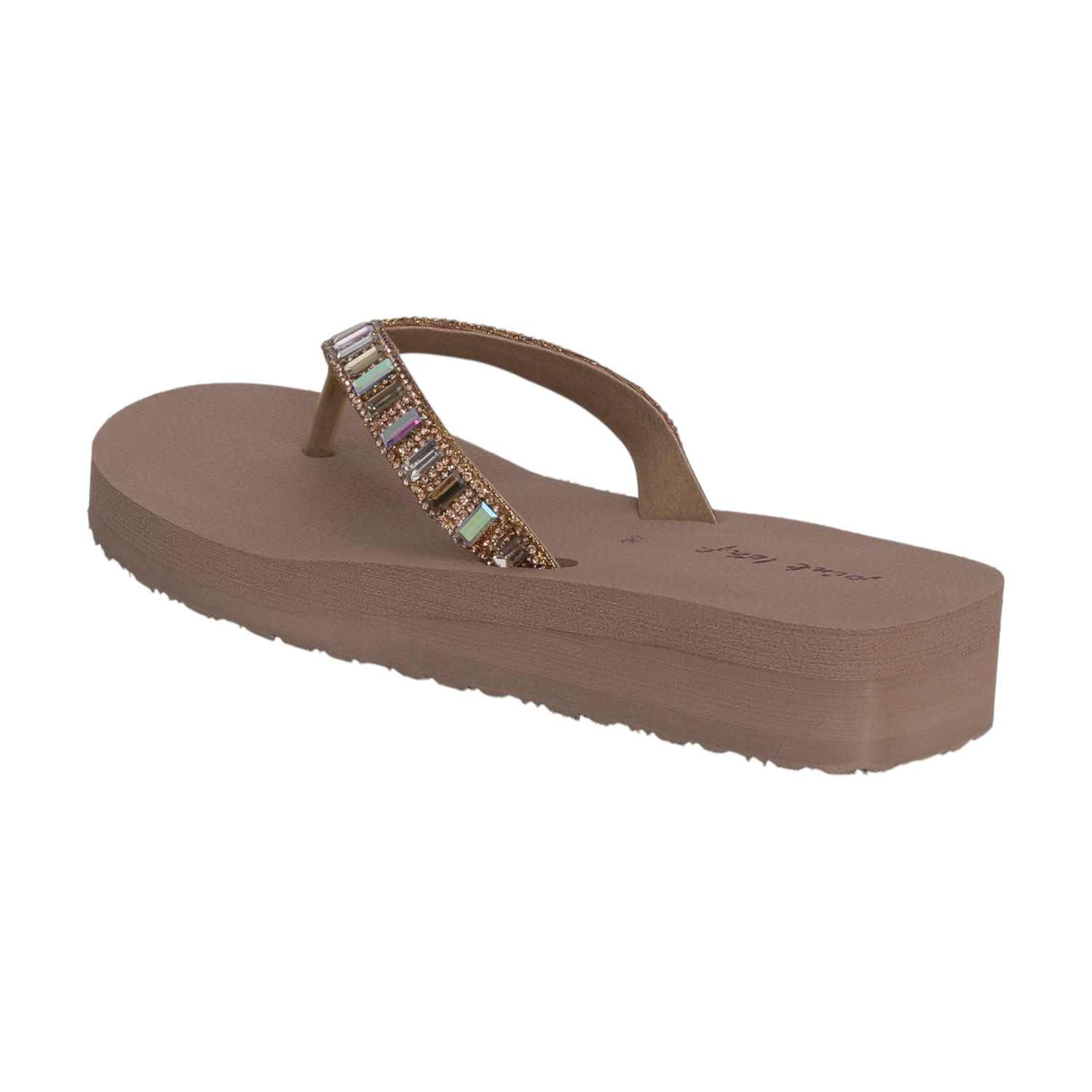 Brown Coloured Embellished Thongs for Women