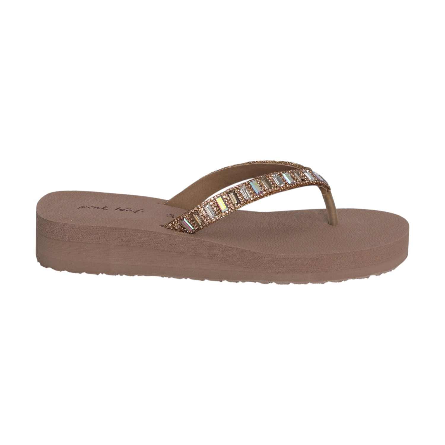 Brown Coloured Embellished Thongs for Women