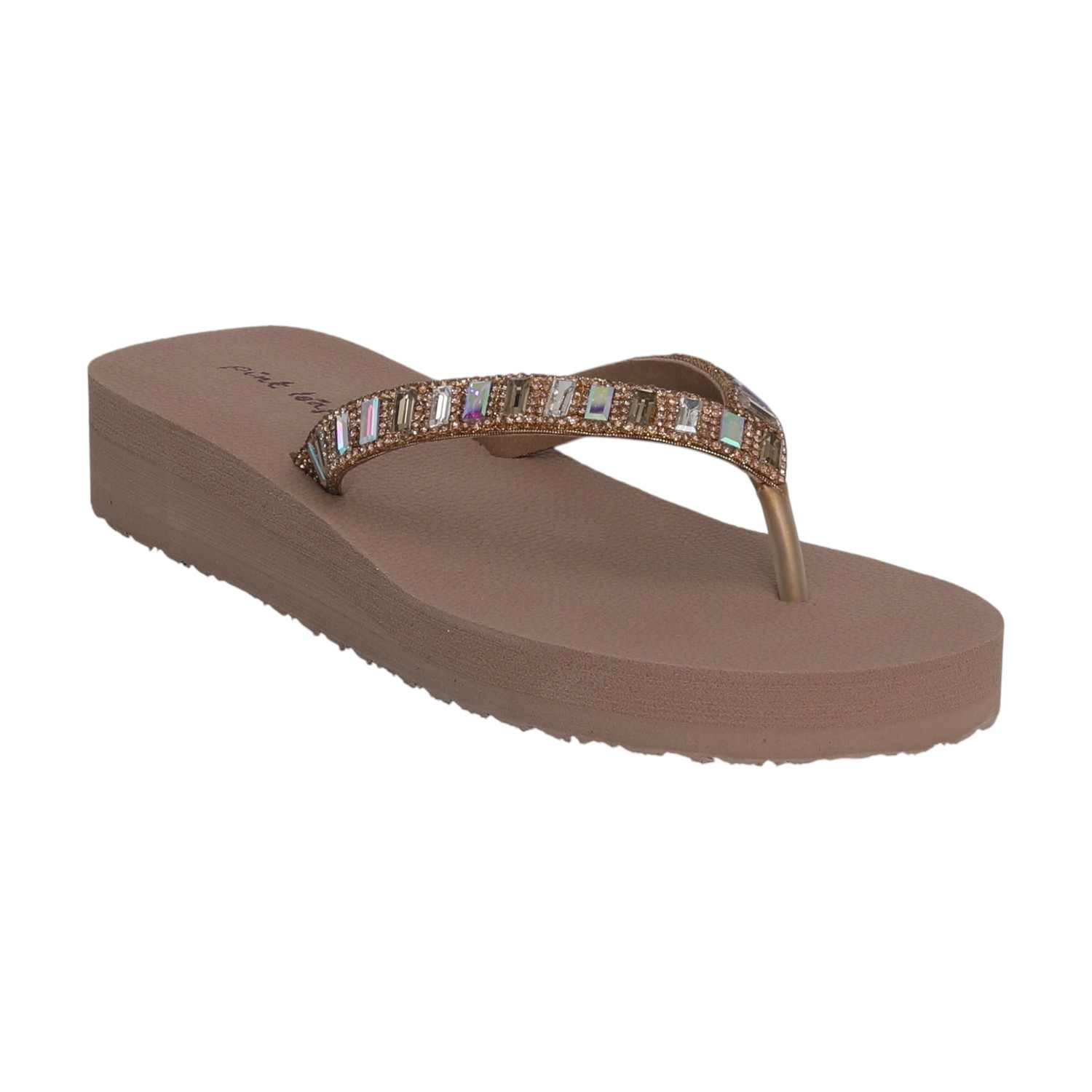 Brown Coloured Embellished Thongs for Women