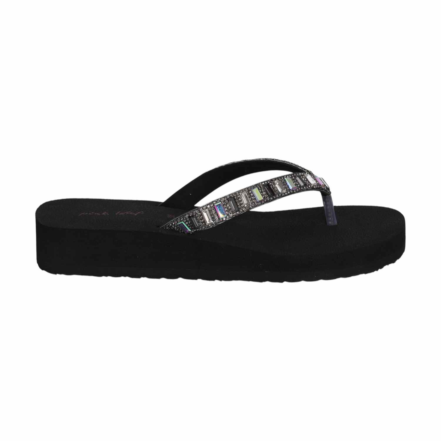 Black Coloured Embellished Thongs for Women