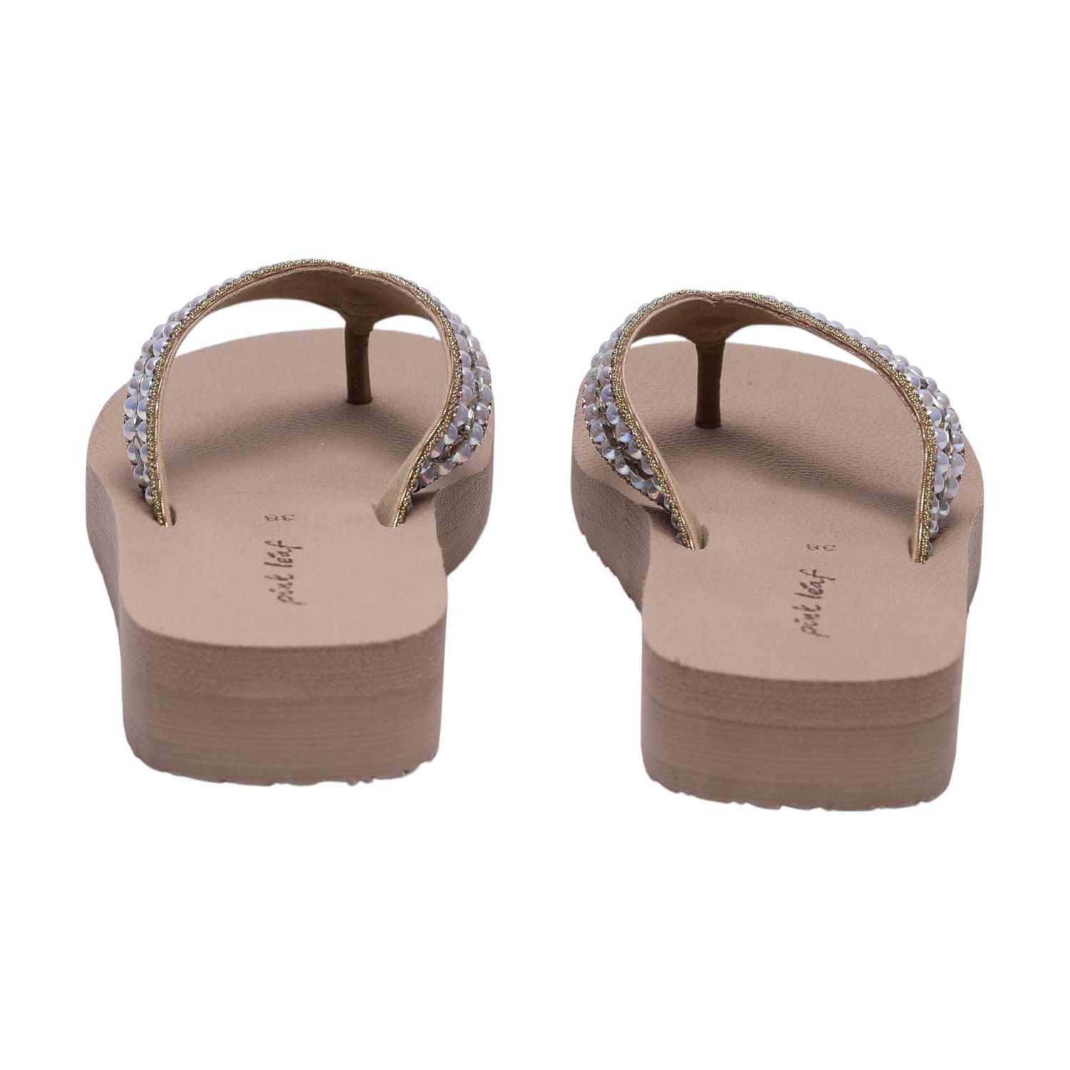 Brown Coloured Thongs with Pearl Embellishments for Women