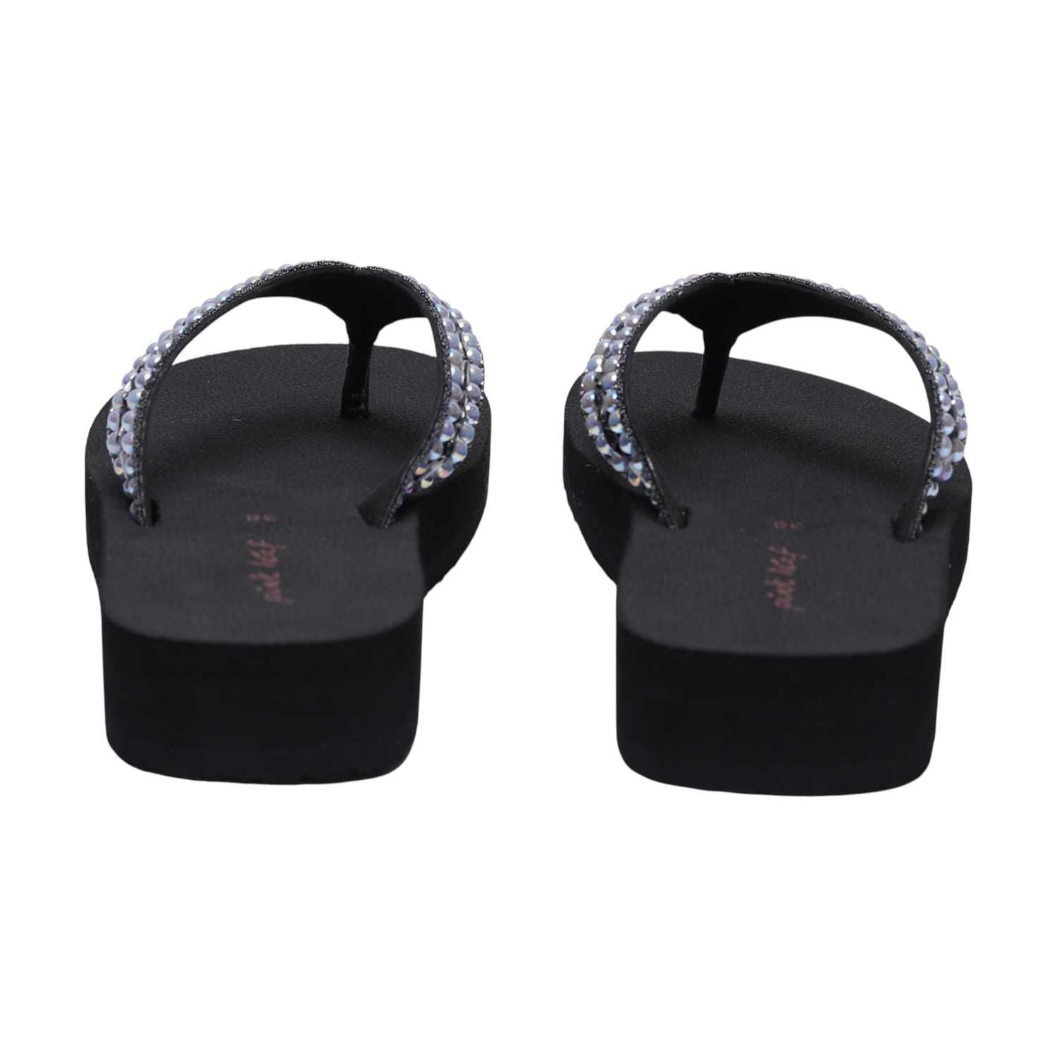 Women Black Pearl Thong Flats