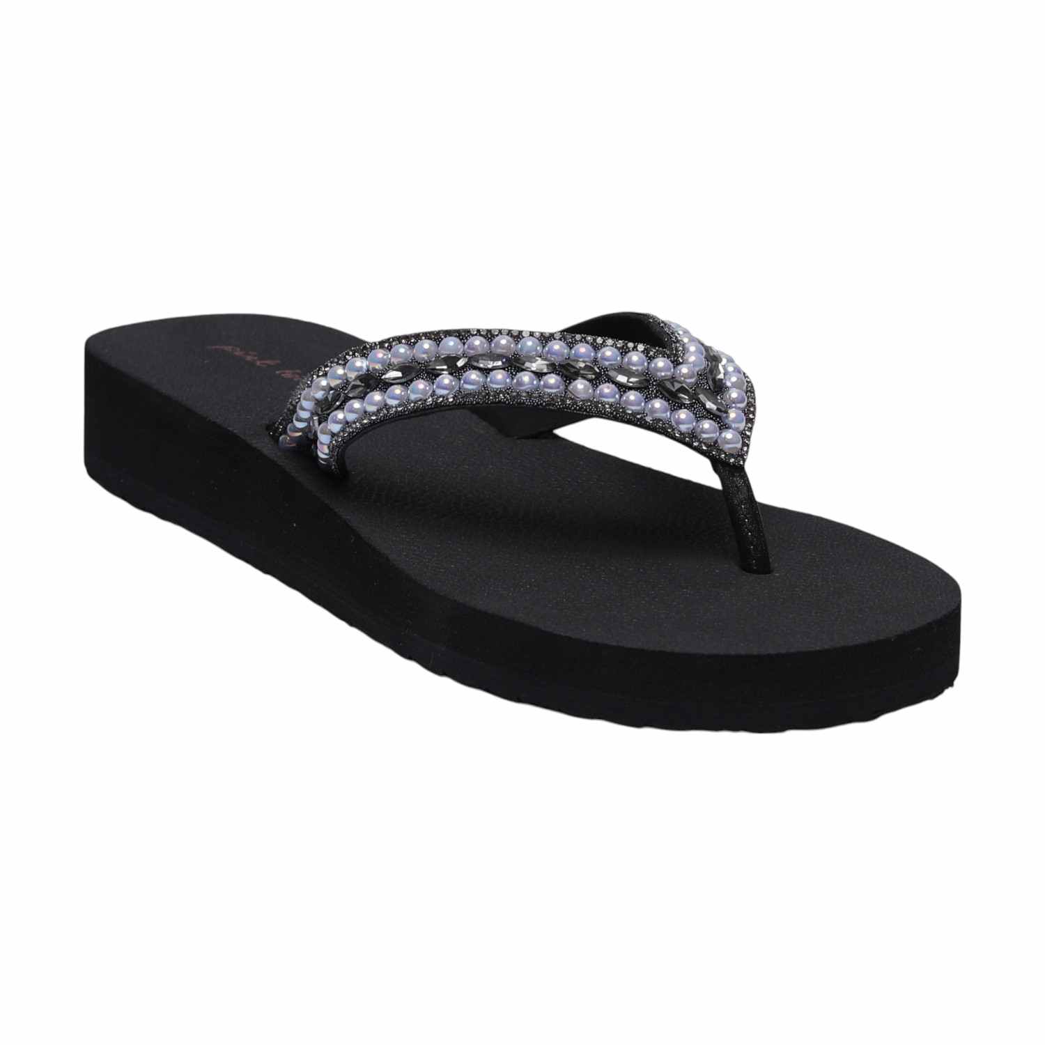 Women Black Pearl Thong Flats