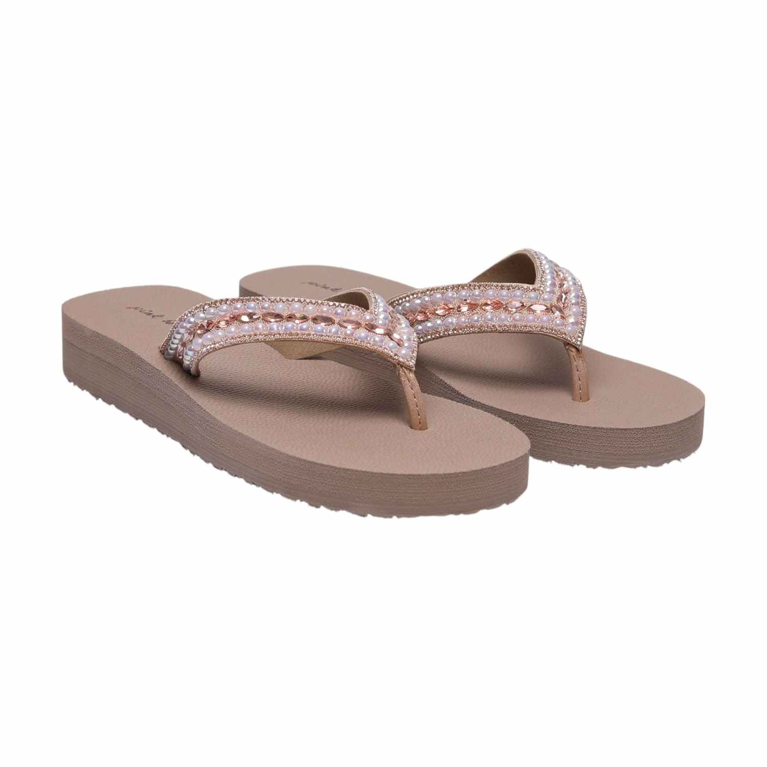 Sultan Coloured Thongs with Pearl Embellishments for Women