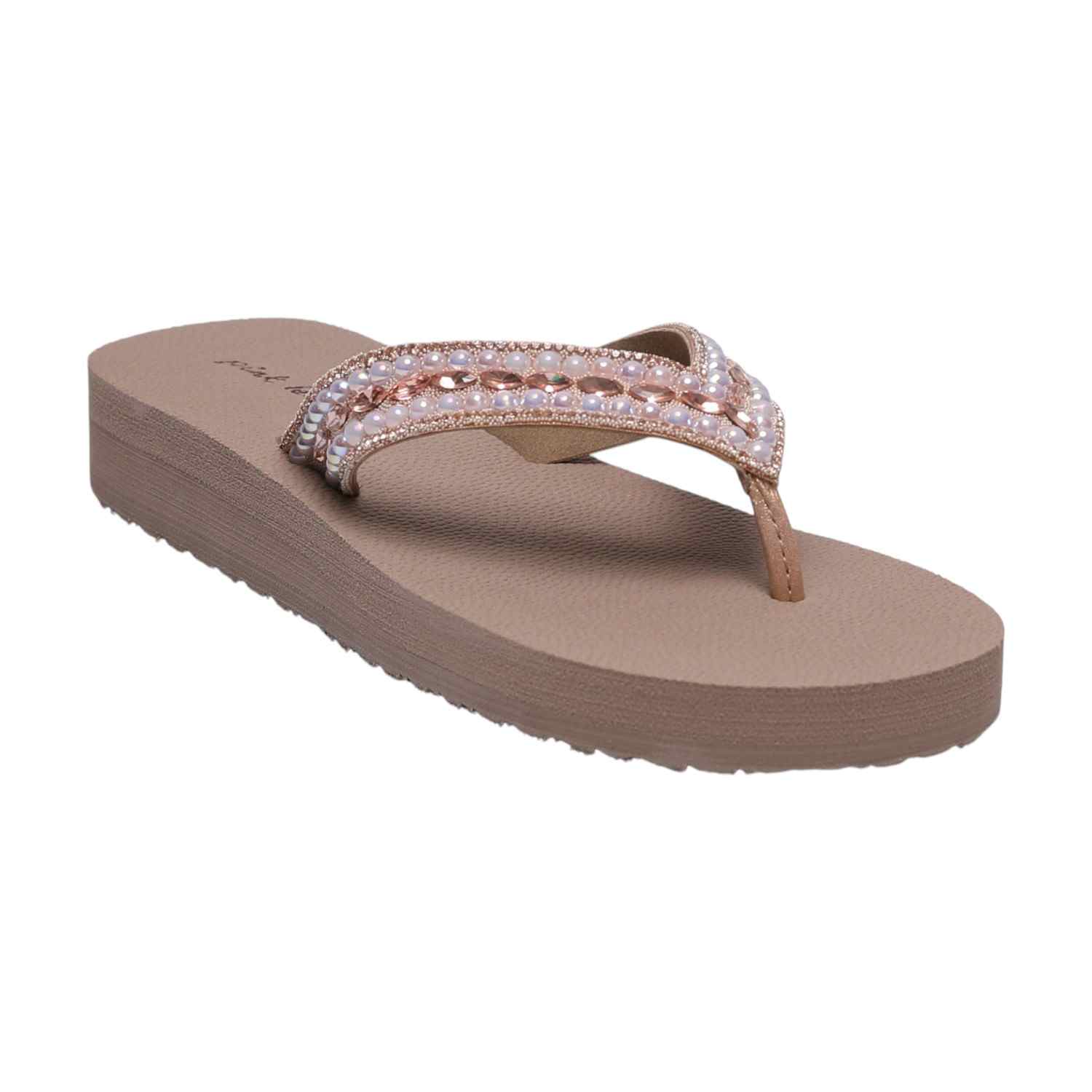 Sultan Coloured Thongs with Pearl Embellishments for Women