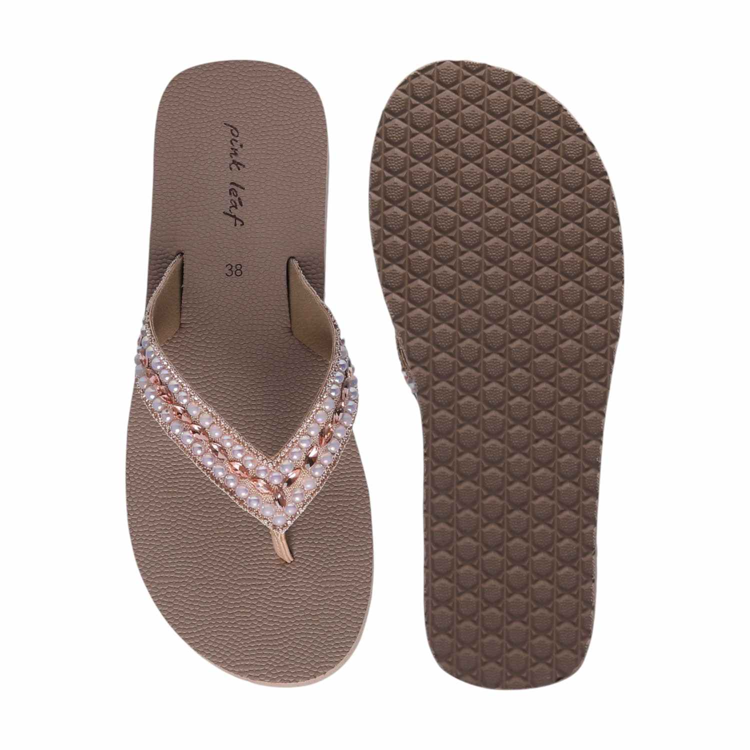 Sultan Coloured Thongs with Pearl Embellishments for Women
