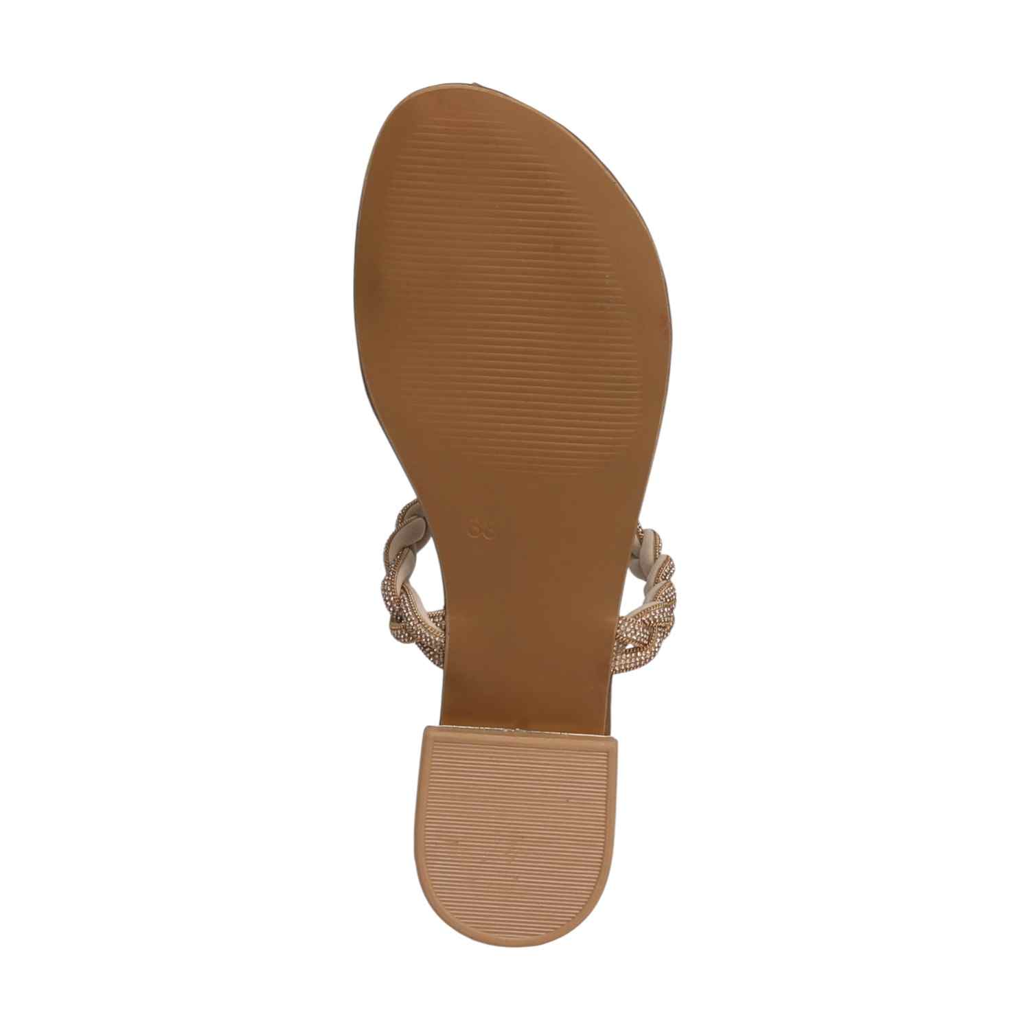 Elegant Bronze Braided Toe Ring Sandals with Gold Accent Heels -Women