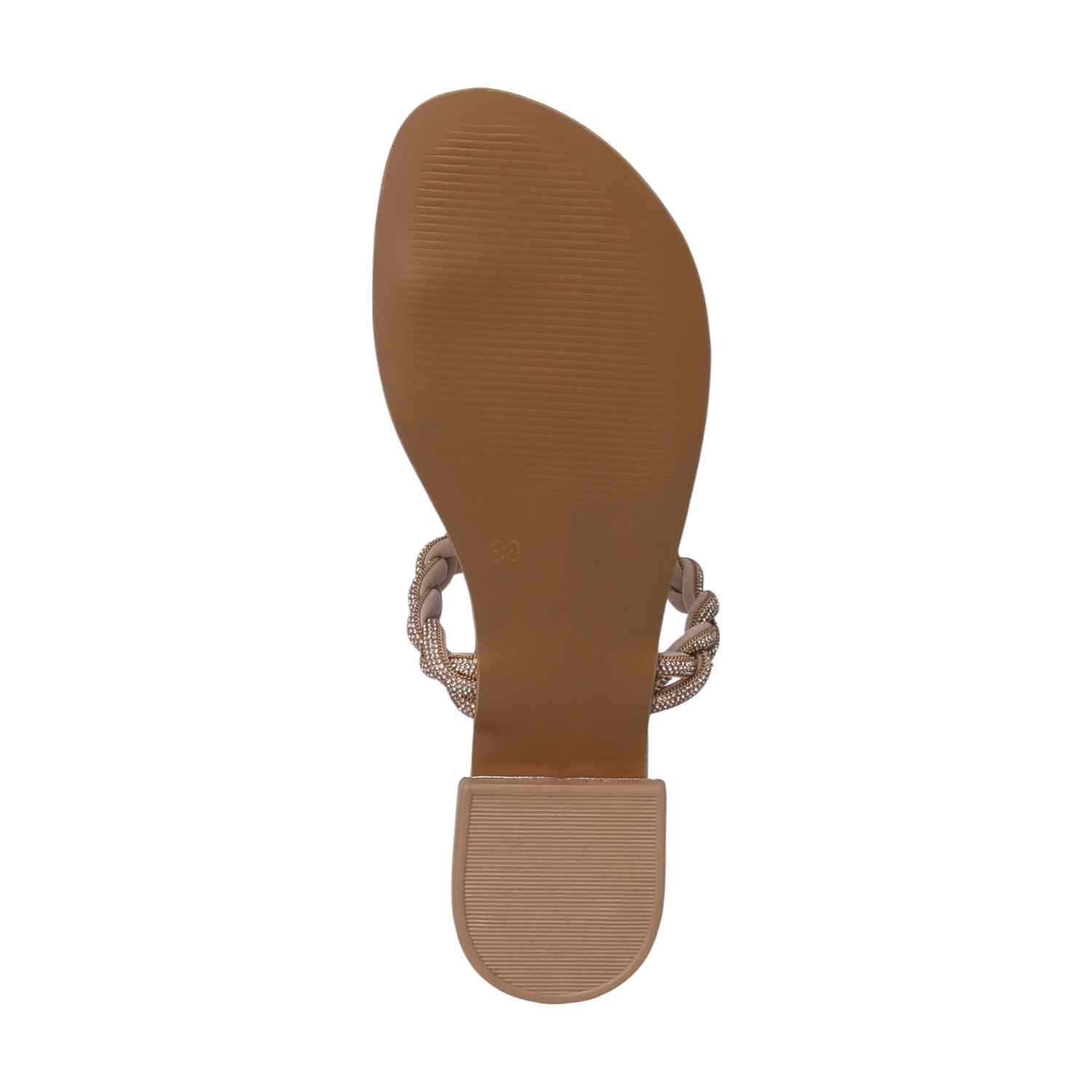 Elegant Peach Braided Toe Ring Sandals with Rose Gold Accent Heels - Women