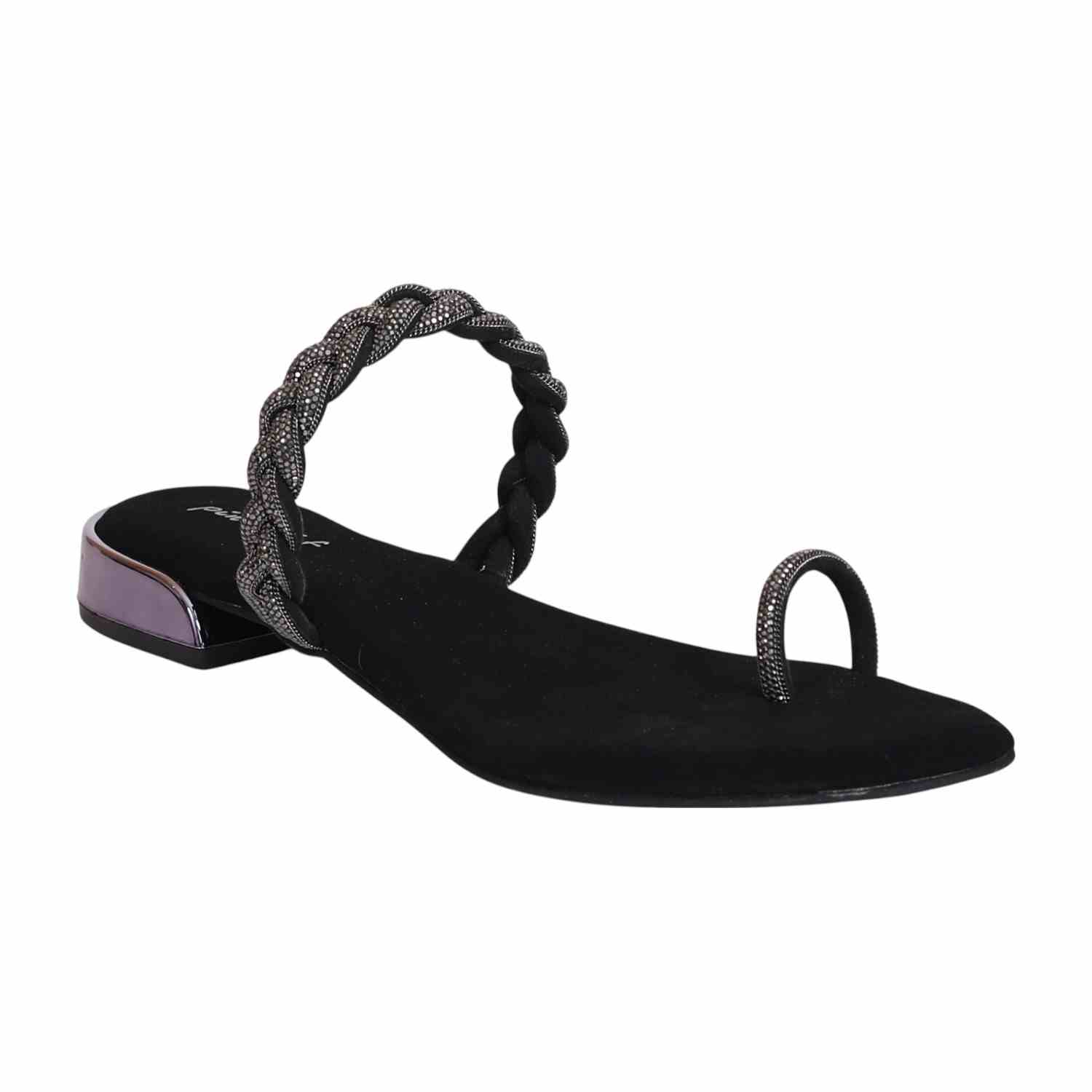 Women's Black Orbit Braided Flats