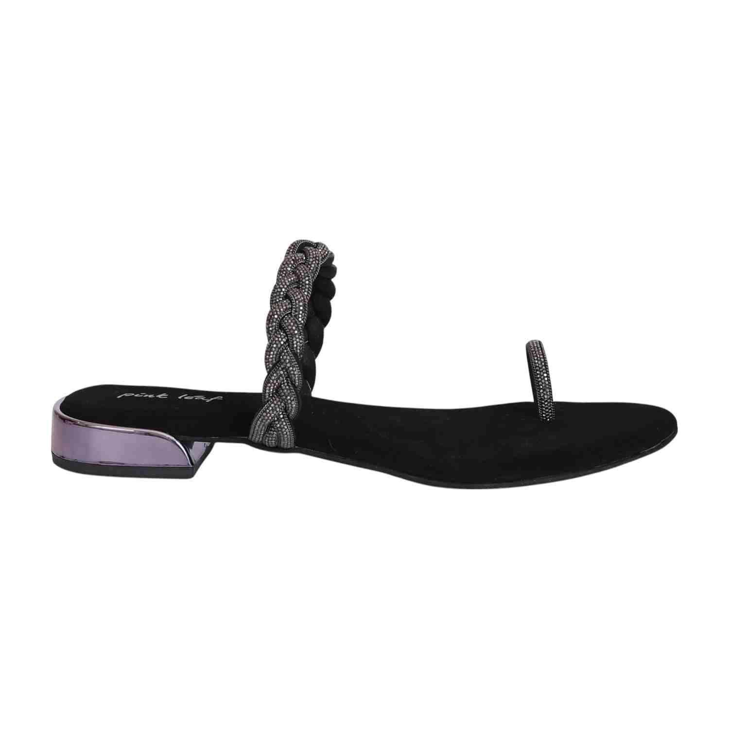 Women's Black Orbit Braided Flats