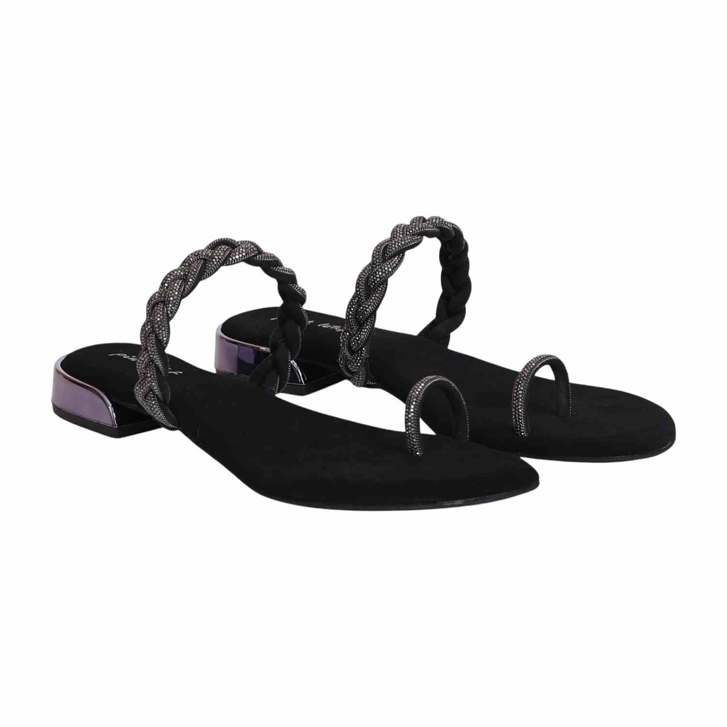 Women's Black Orbit Braided Flats